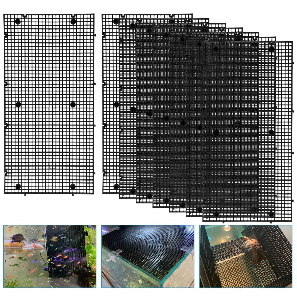 Plastic Egg Crate Grip Panel Fish Tank Divider Aquarium Divider Filter Bottom Fish Tank Isolation Board Egg Crate Tray (Black, 8