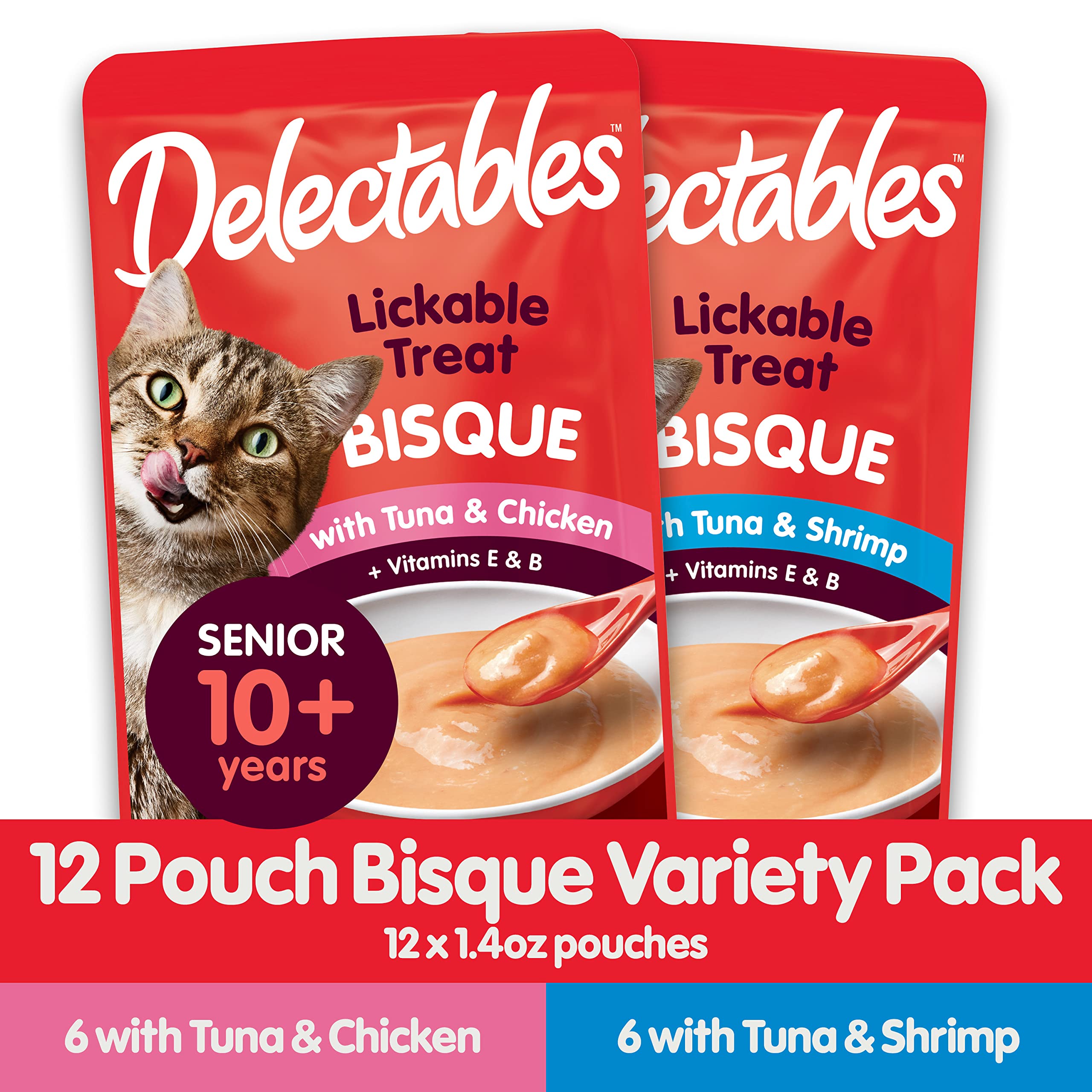 Hartz Delectables Bisque Lickable Treat for Senior Cats Variety Pack