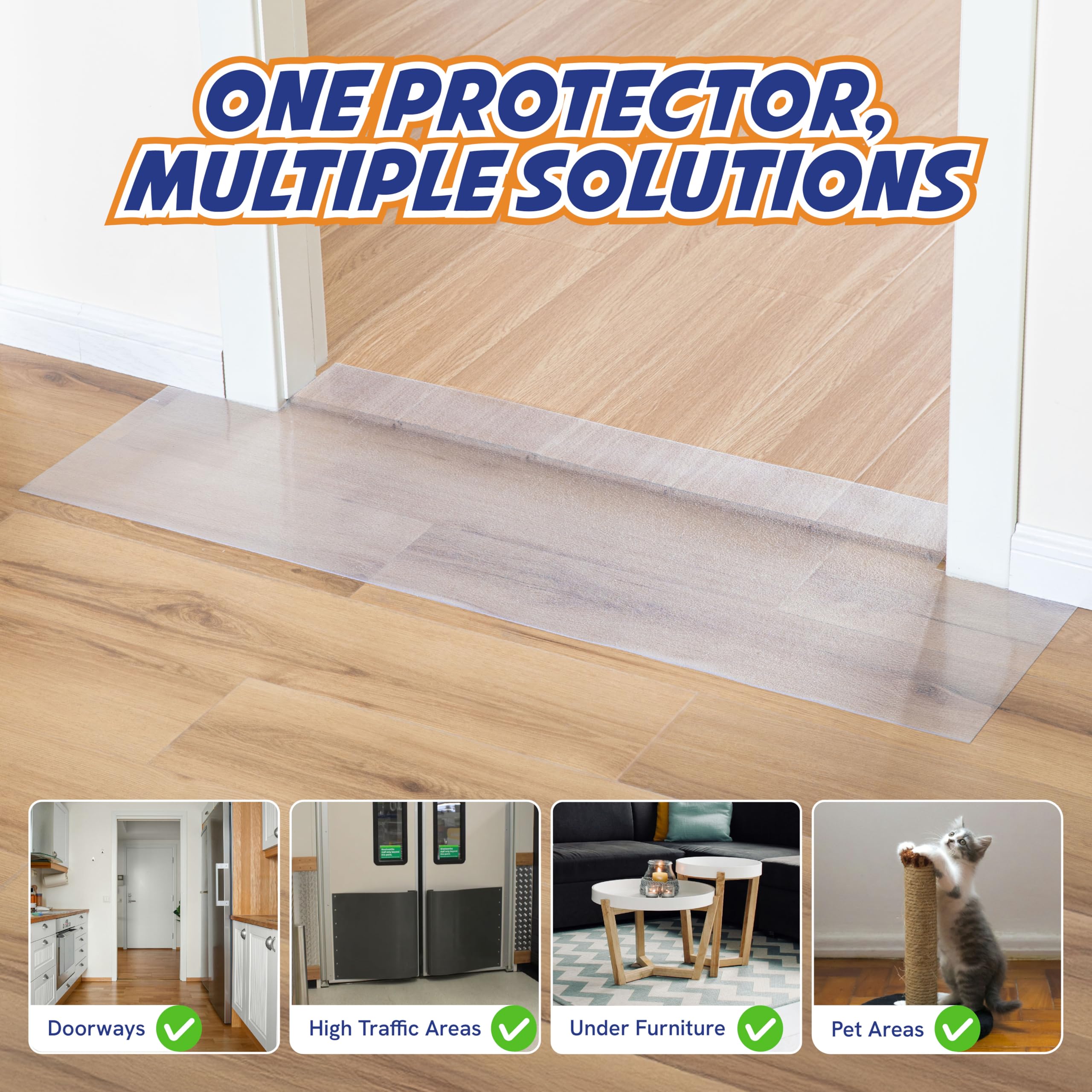 Panther Armor Hardwoord Floor Protector For Pets, Stop Cats From Scratching Doorways, Door Scratch Protector, Plastic Runner Mat