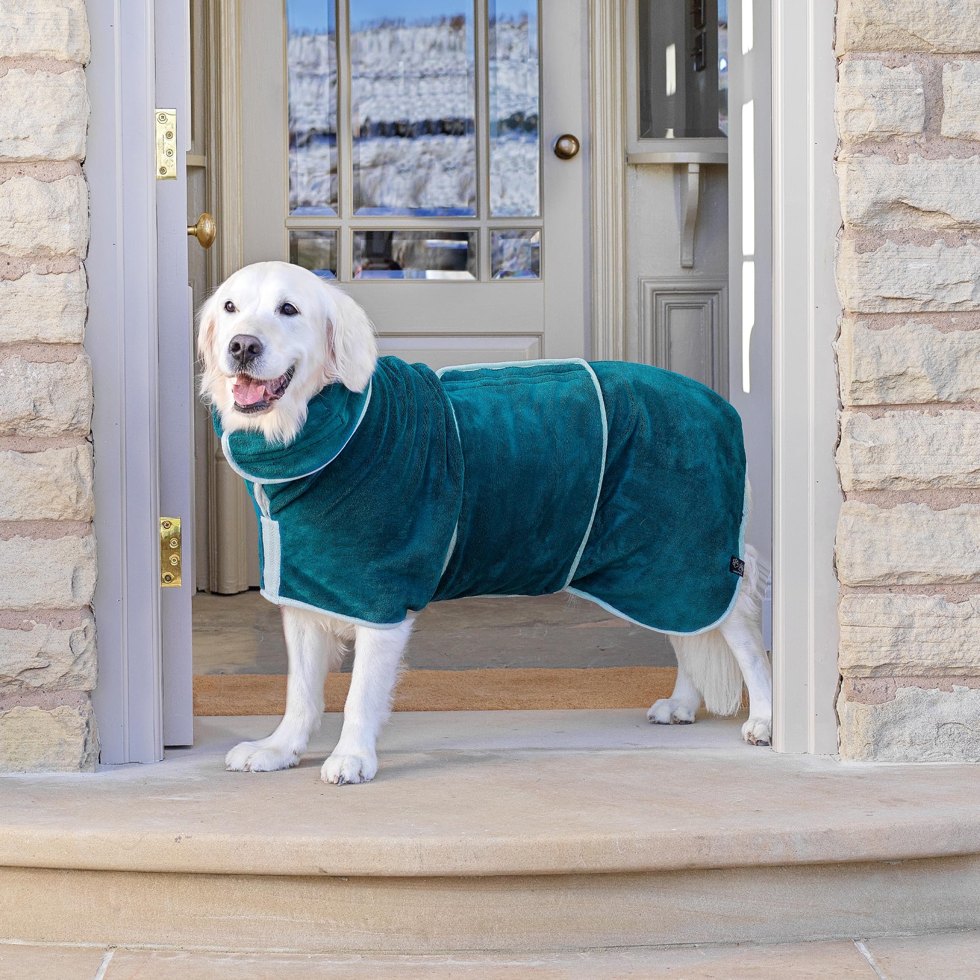 Lucky Pooch Dog Robe - Luxurious Dog Bathrobe - Ultra Absorbent Dries Your Dogs in Minutes! Double-Layer, Super Soft Towel and B