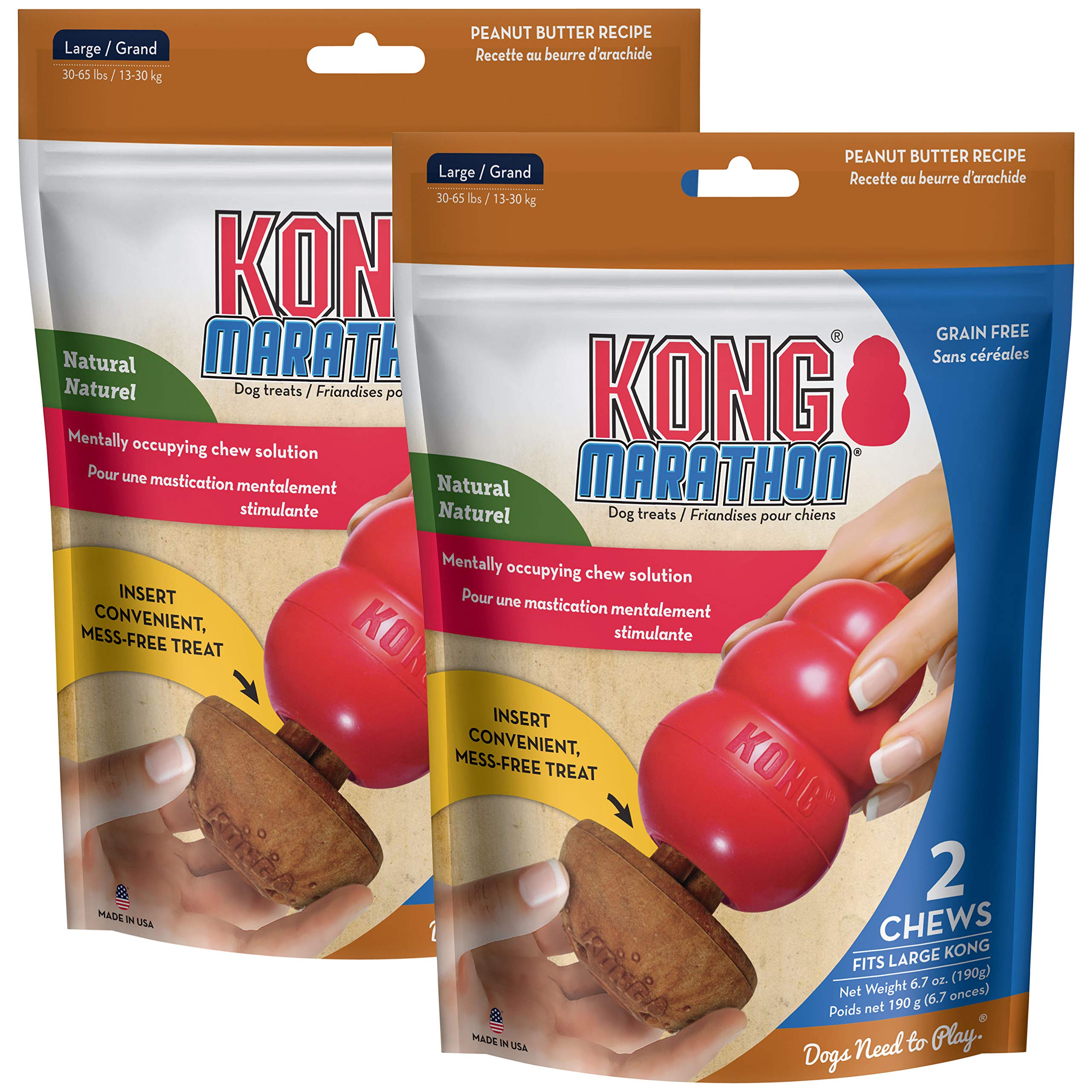 KONG Marathon - Pet Supplies for Training & Playtime - Healthy Dog Treat for KONG Dog Toys - For Large Dogs - Peanut Butter Flav