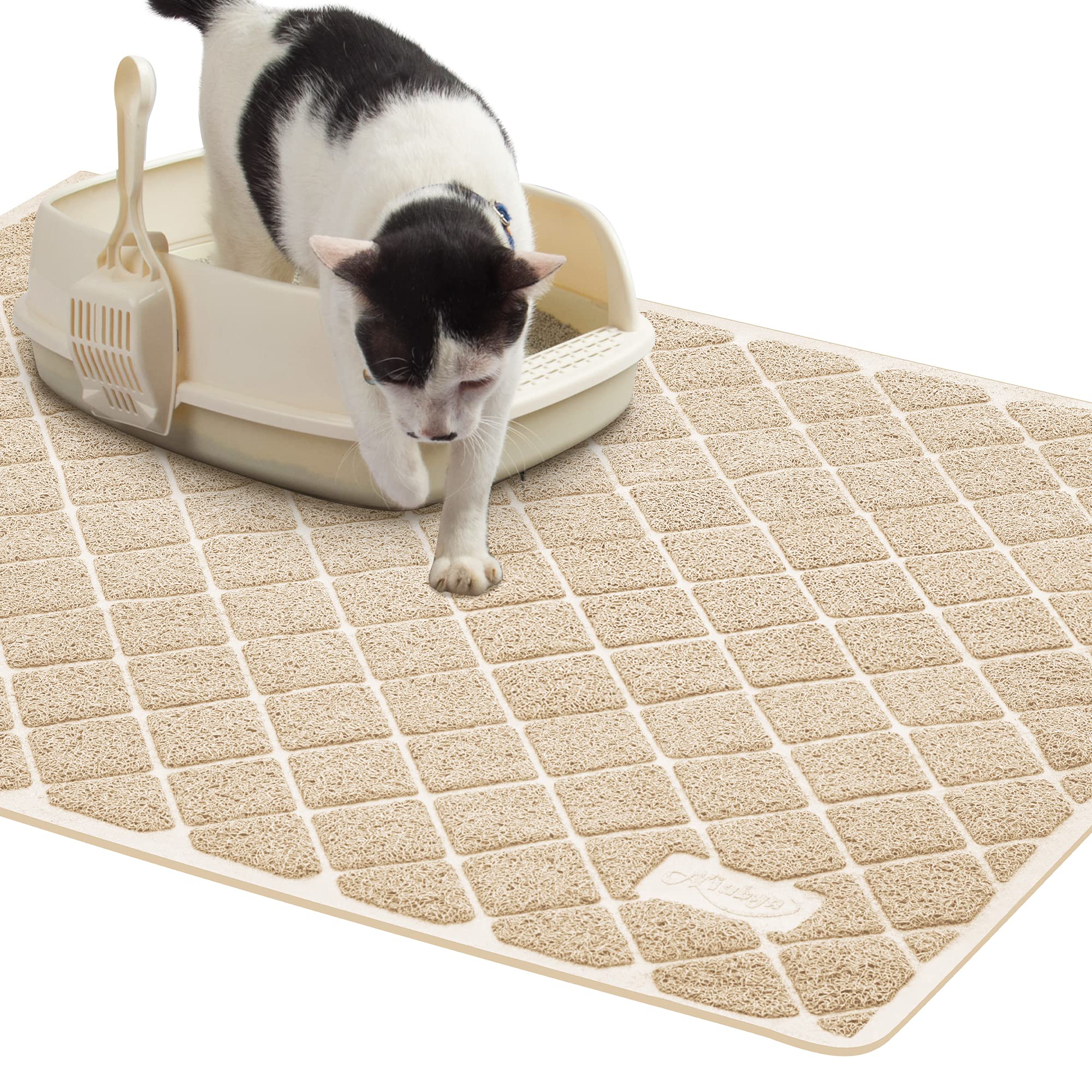 Niubya Premium Cat Litter Mat, Litter Box Mat With Non-Slip And Waterproof Backing, Litter Trapping Mat Soft On Kitty Paws And Easy To Clean, Cat Mat Traps Litter From Box