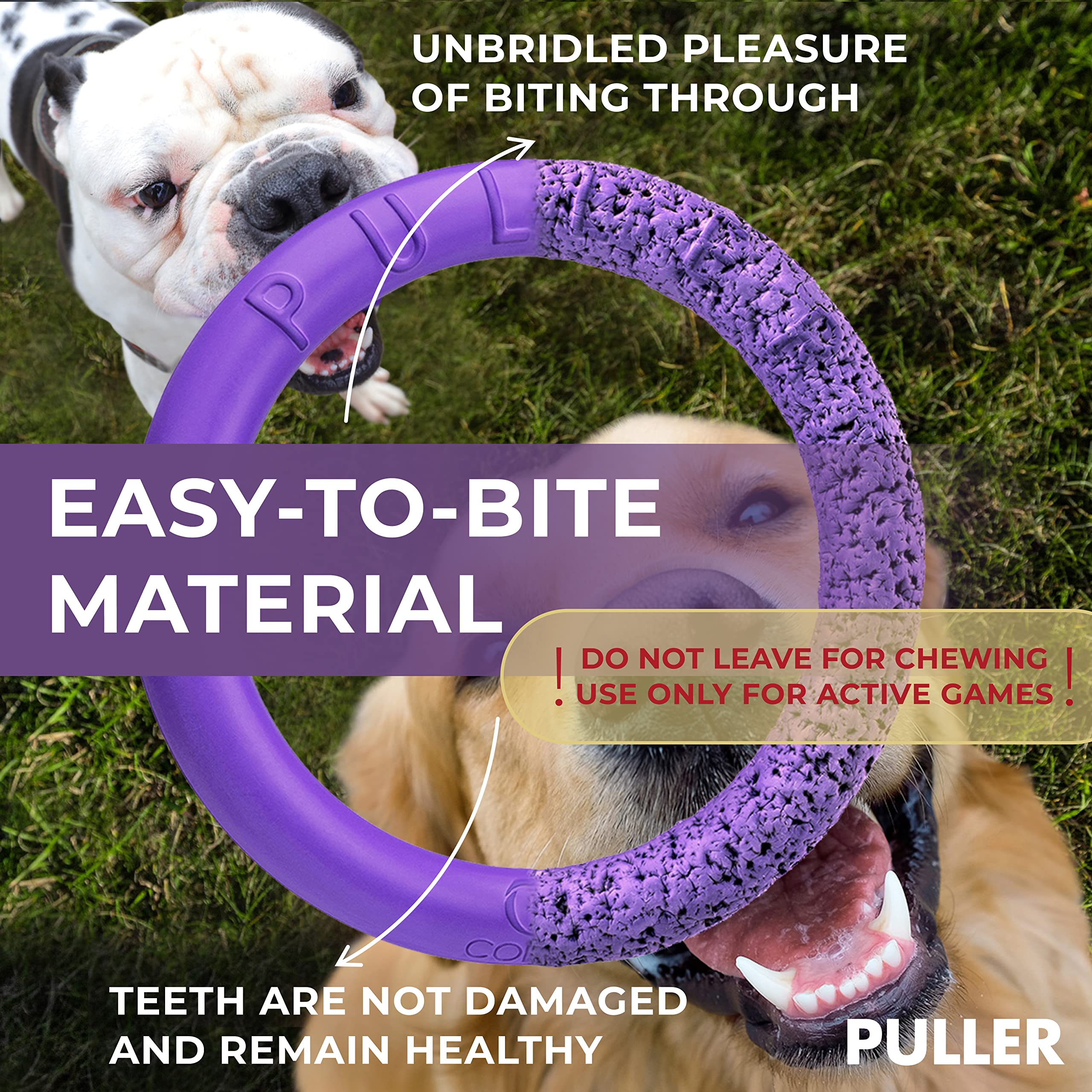 COLLAR Puller Outdoor Ring Toy - Fetch & Tug of War for Small Medium Large Dogs - Ball & Soft Frisbee Alt - Outside Yard Toys -