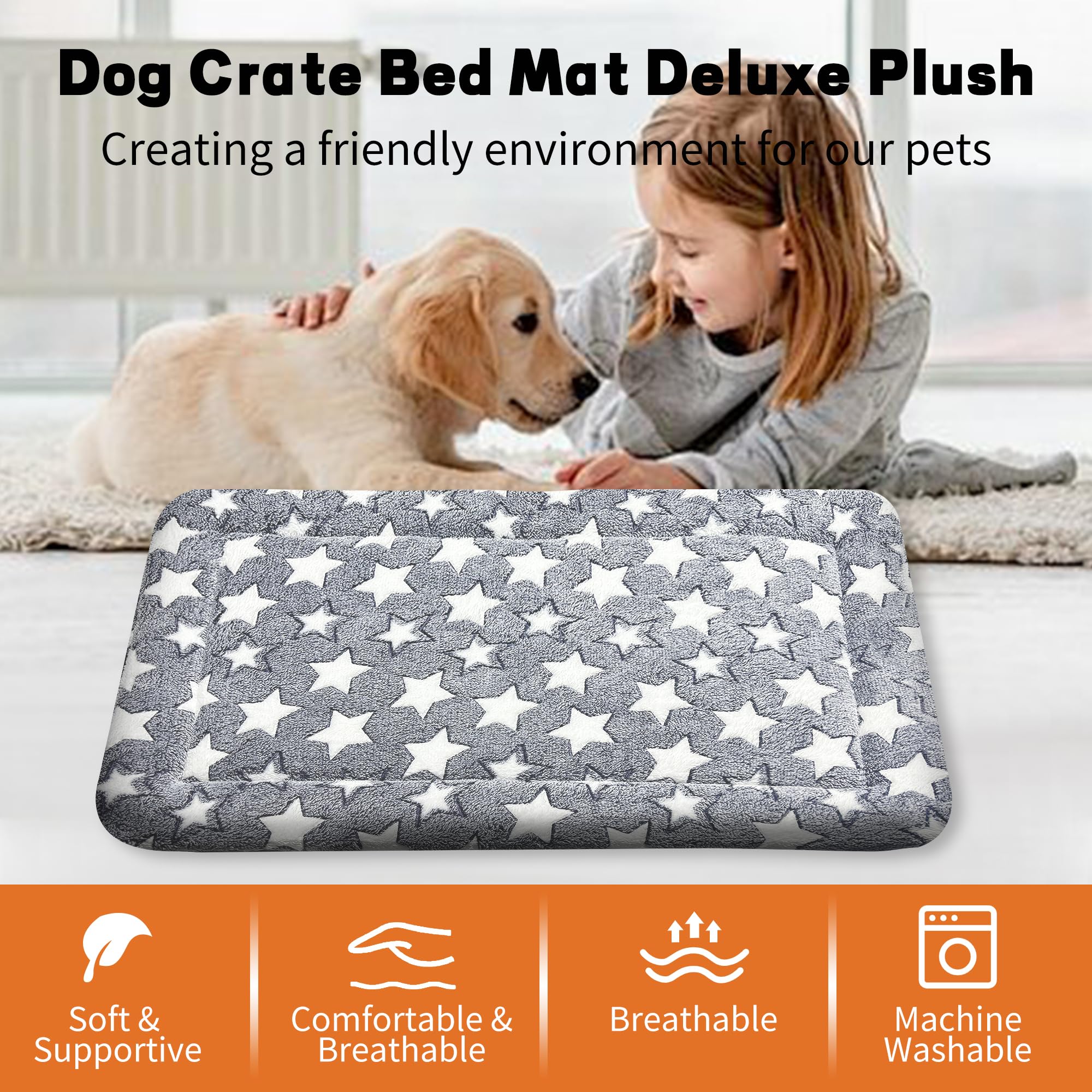 Dog Bed Mat - Soft & Comfortable Dog Kennel Pad for Crate - Durable Crate Bed & Mat for Dogs & Cats - Ideal for Crate, Kennel, a