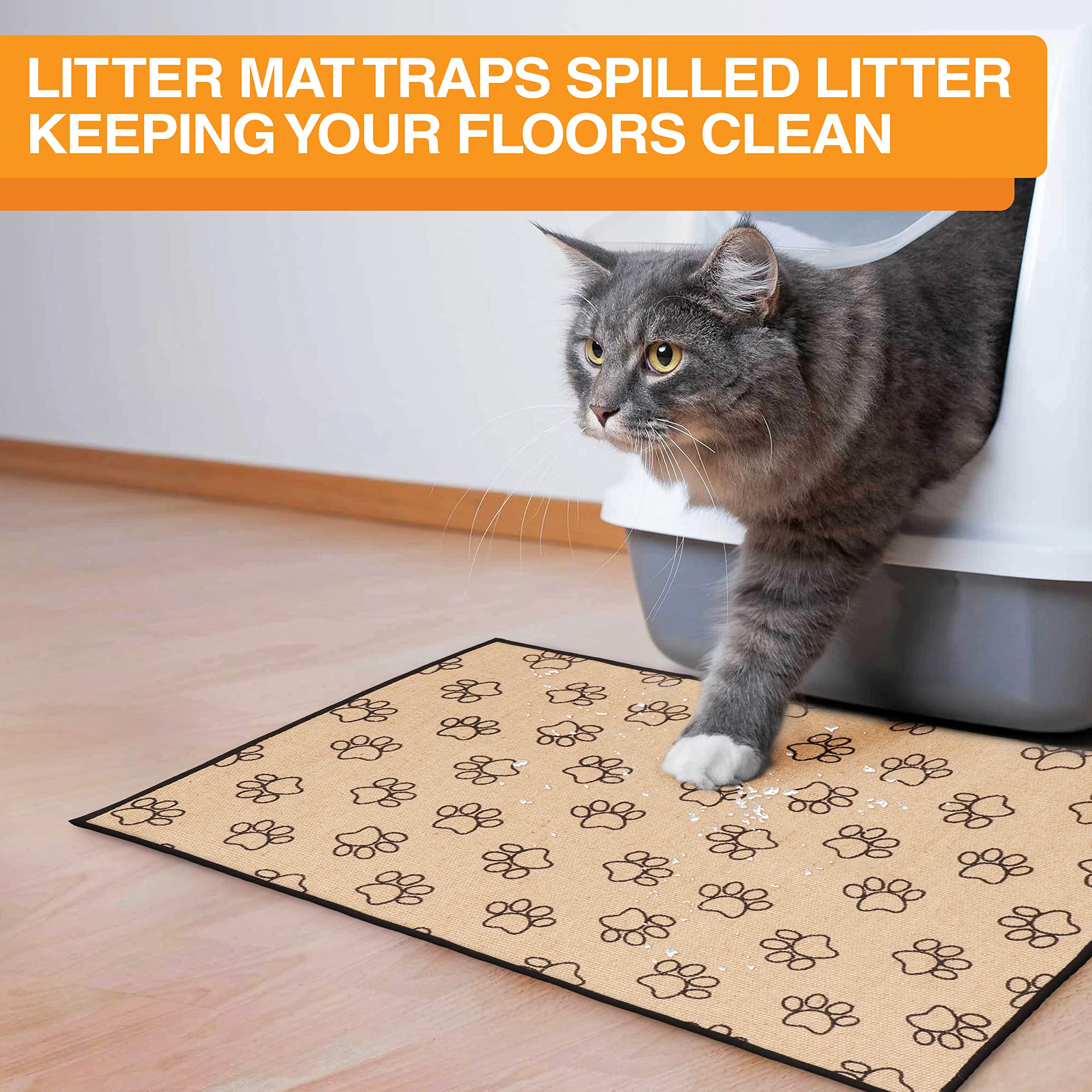 Neater Pets Jute Litter Trapping Mat, Eco-Friendly Plant-Based Material Catches Mess From Kitty Litter Box To Protect Floors, So