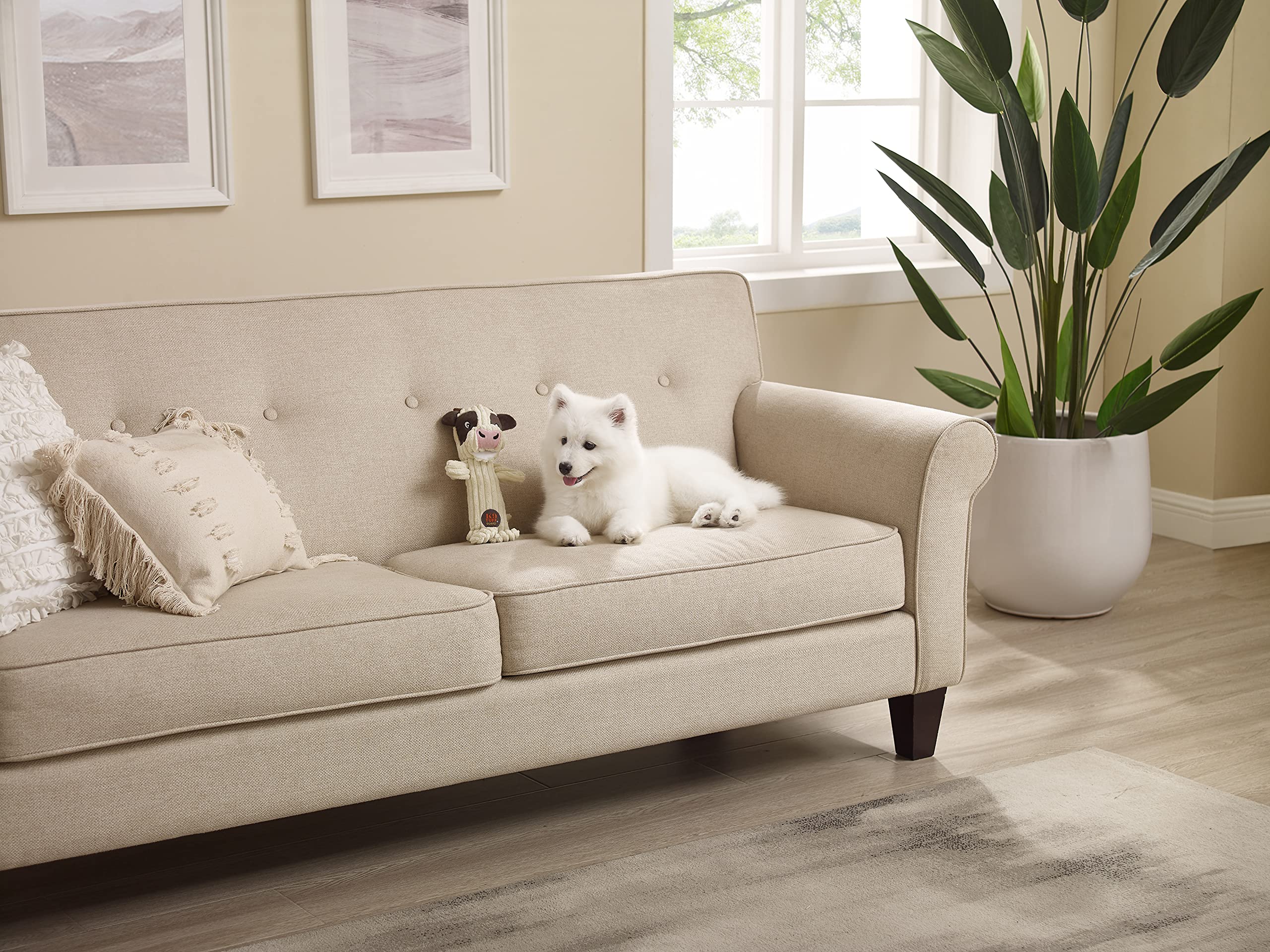 Outward Hound Tennis Heads Cow Plush Squeaky Dog Toy