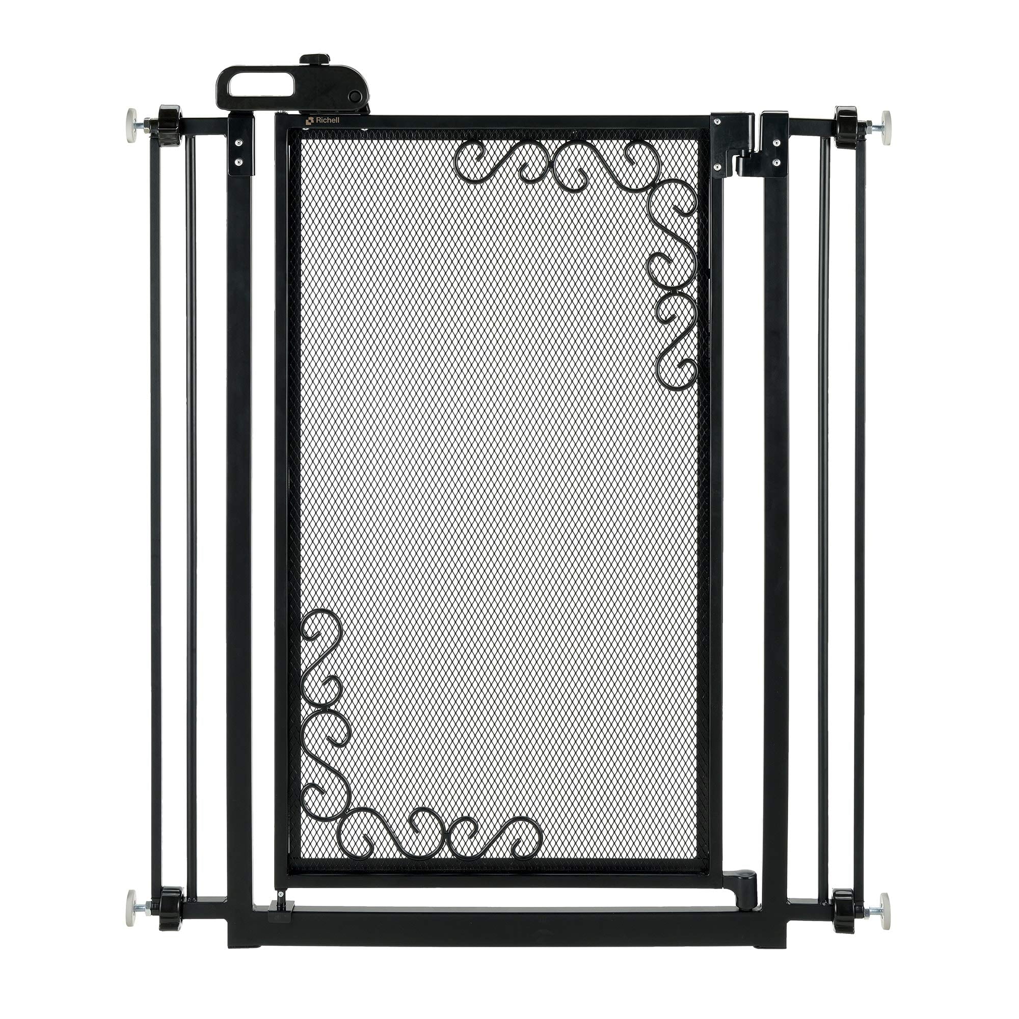 Richell - Tall One-Touch Metal Mesh Pet Gate (94942) Black Pet Gate