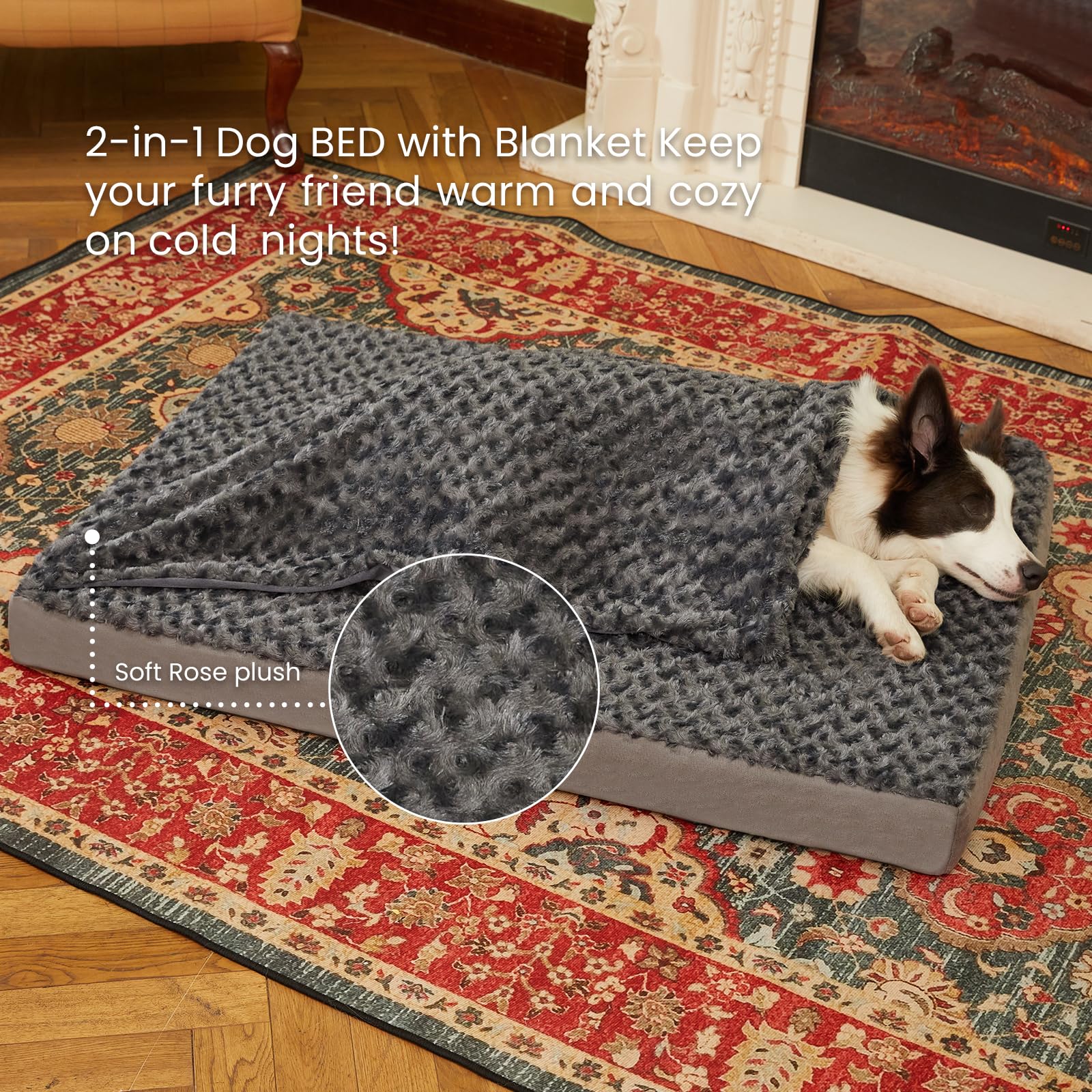 Gohoo Pet Orthopedic Memory Foam Bed For Large Dogs, Waterproof Cooling Pet Mats For Crate With Removable Washable Cover,Ideal F