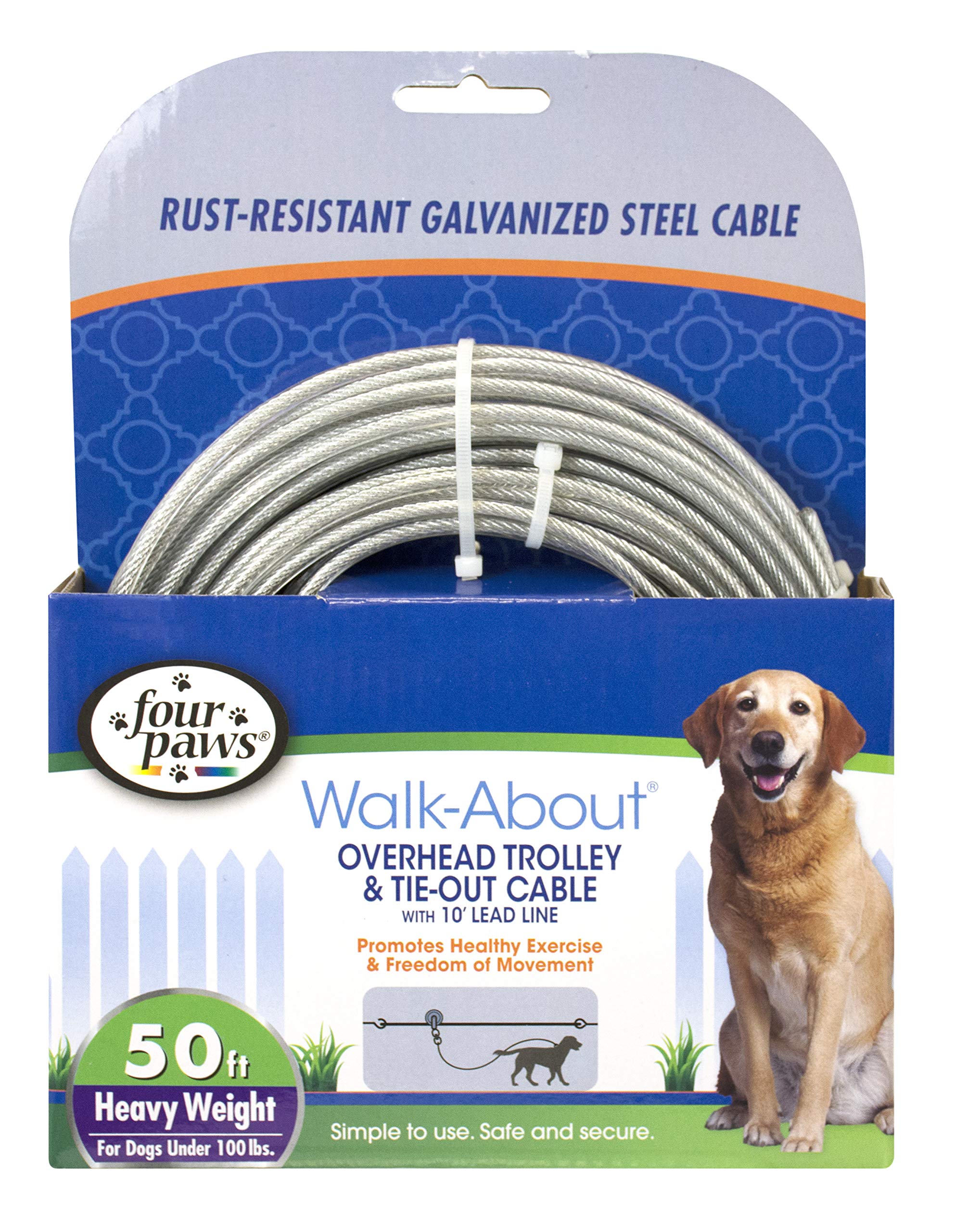 Four Paws Heavy Weight Trolley Exerciser Silver 50 Feet
