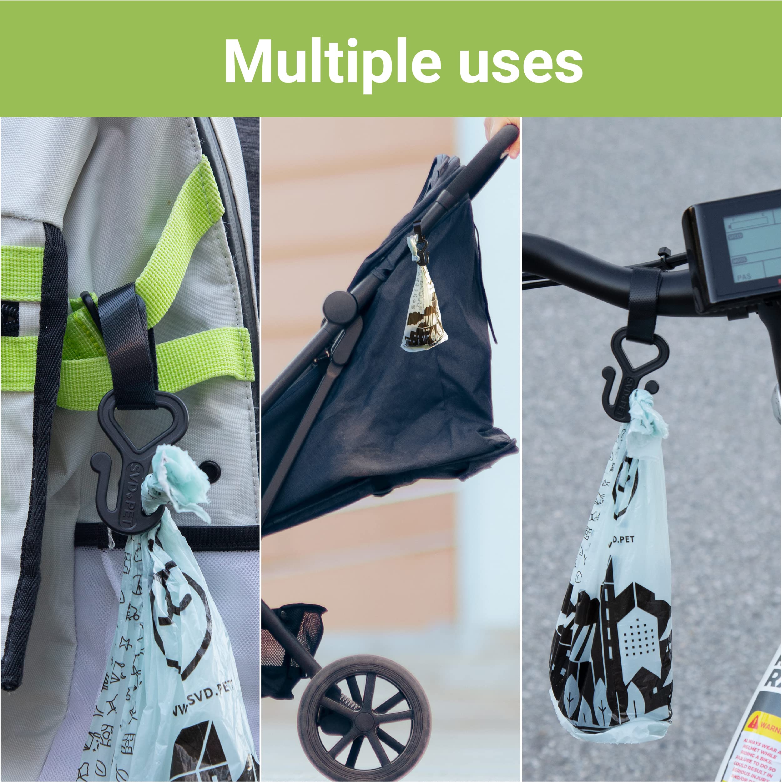 Svd.Pet 2Pc Dog Poop Bag Holder, Waste Bag Holder, Dog Poop Bag Carrier, Hand Free Holder (Black)