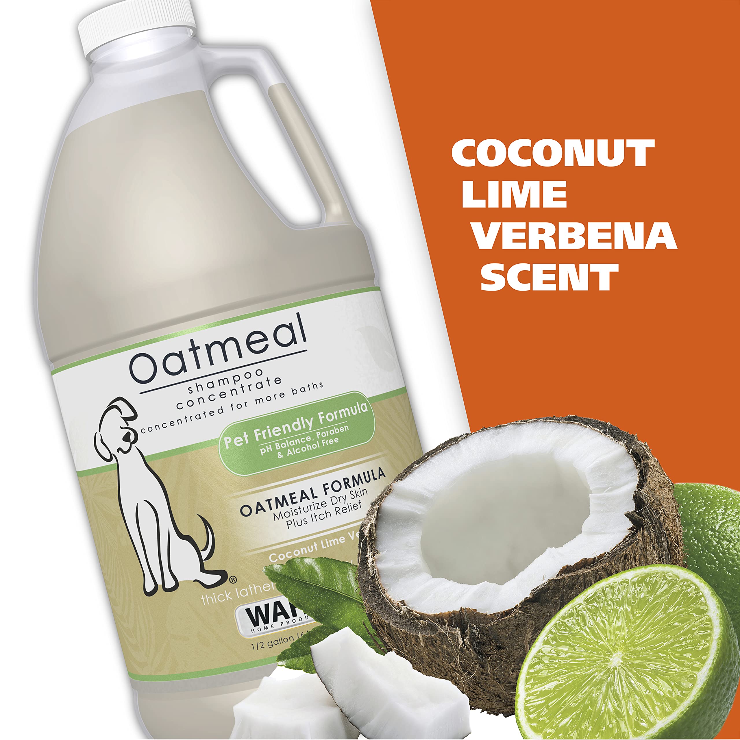 Wahl Usa Dry Skin & Itch Relief Pet Shampoo For Dogs – Oatmeal Formula With Coconut Lime Verbena - 64 Oz - Model 821004-050
