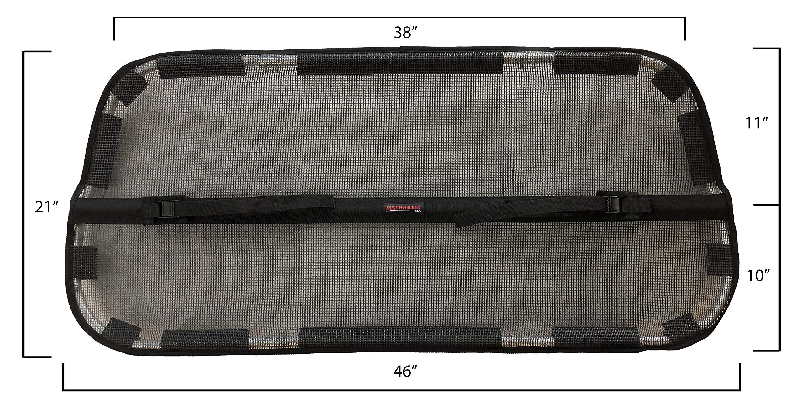 Bushwhacker Cargo Area Dog Barrier For Cuv & Mid-Sized Suv 46' Wide Hatchback Pet Divider Crossover Vehicle Car Net Mesh Travel Back Seat Barricade Partition Gate Restraint Fence Trunk Shield