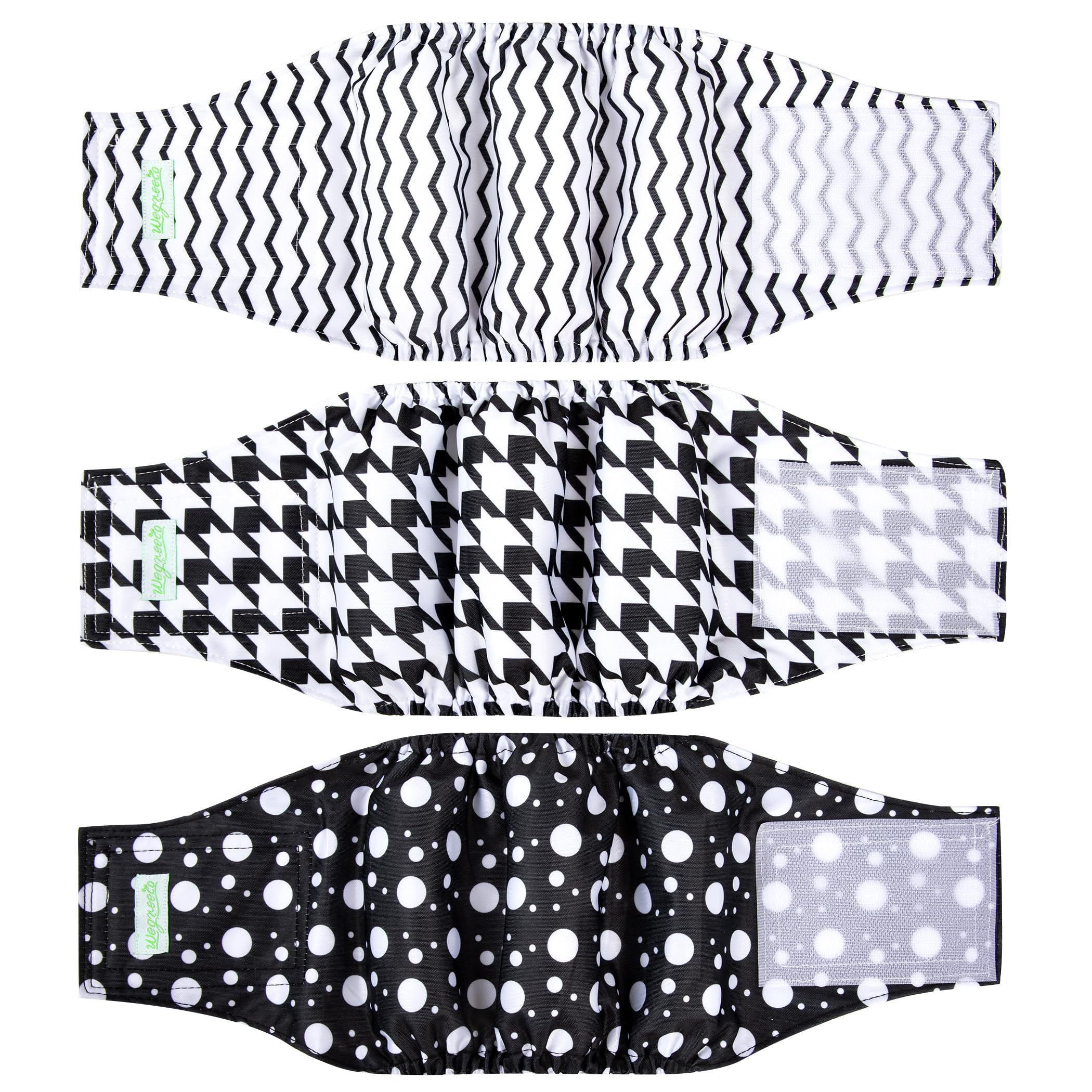 Wegreeco Washable Male Dog Belly Band (Stylish Pattern)- Pack Of 3 - Washable Male Dog Belly Wrap, Dog Diapers Male (Houndstooth