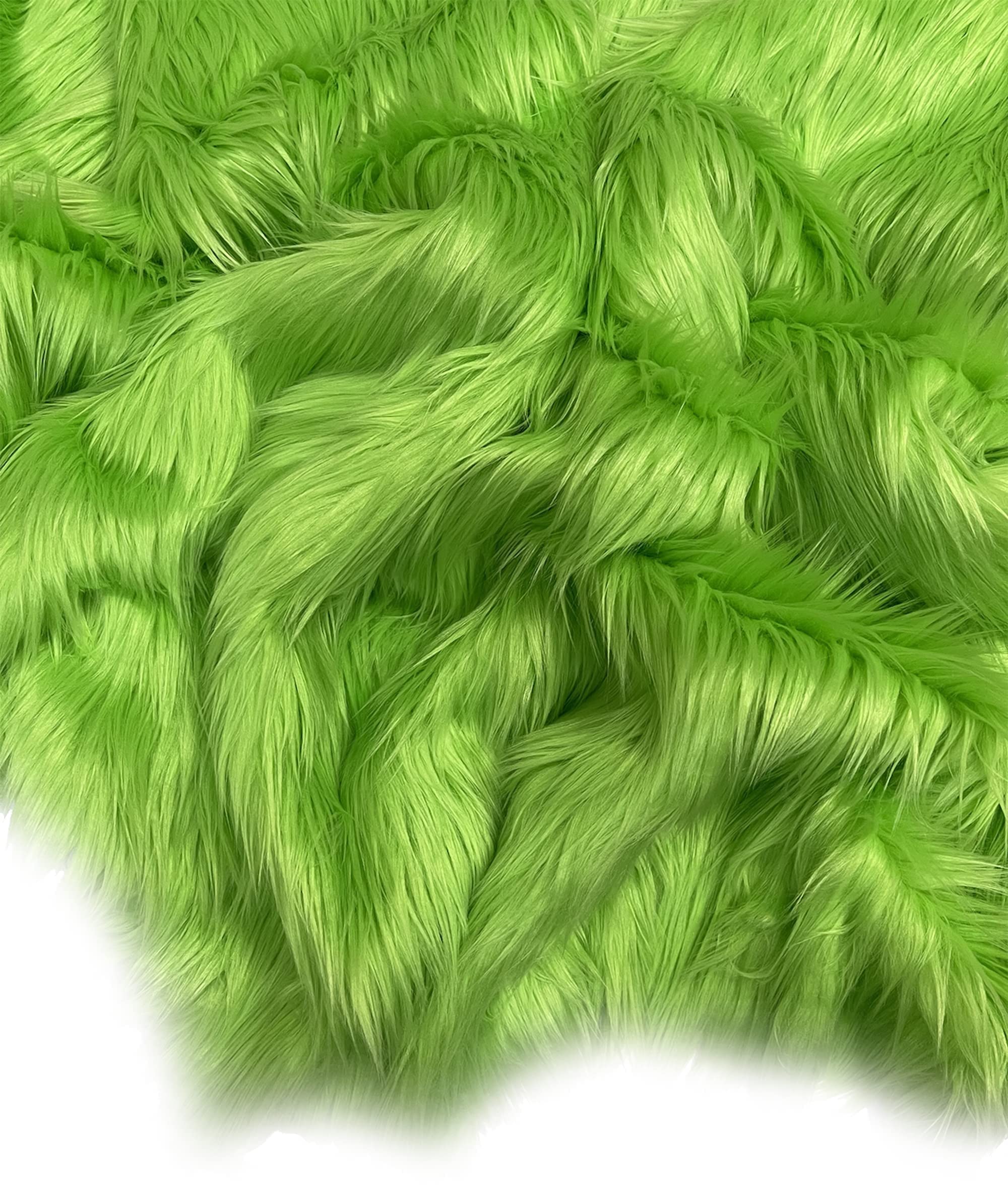Eovea - Shaggy Faux Fur Fabric - One Yard - 60 X 18 Inches - Lime Green - Diy Craft Supply, Hobby, Costume, Decoration,Coat,Vest