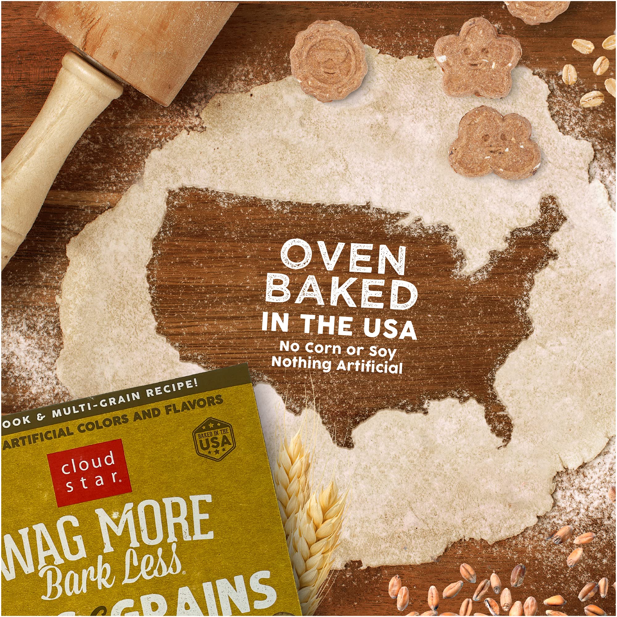 Cloud Star Wag More Bark Less Oats & Grains Crunchy Dog Treats, Peanut Butter, 3 lbs. Pouch