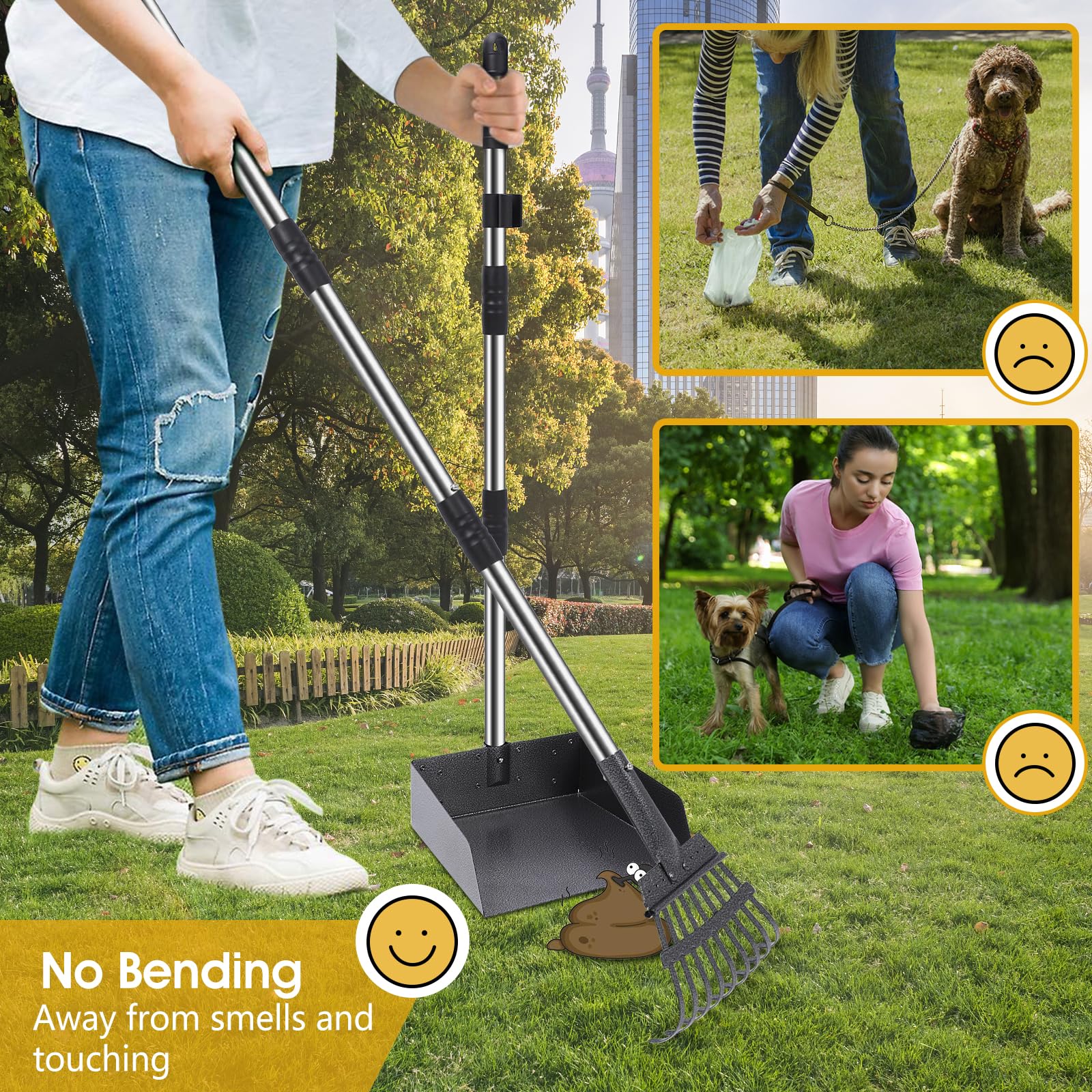 Dog Pooper Scooper, 20L Large Dog Poop Trash Can Outside With Removable Inner Bucket, Poop Trash Can For Dog Outdoors With 90 Wa