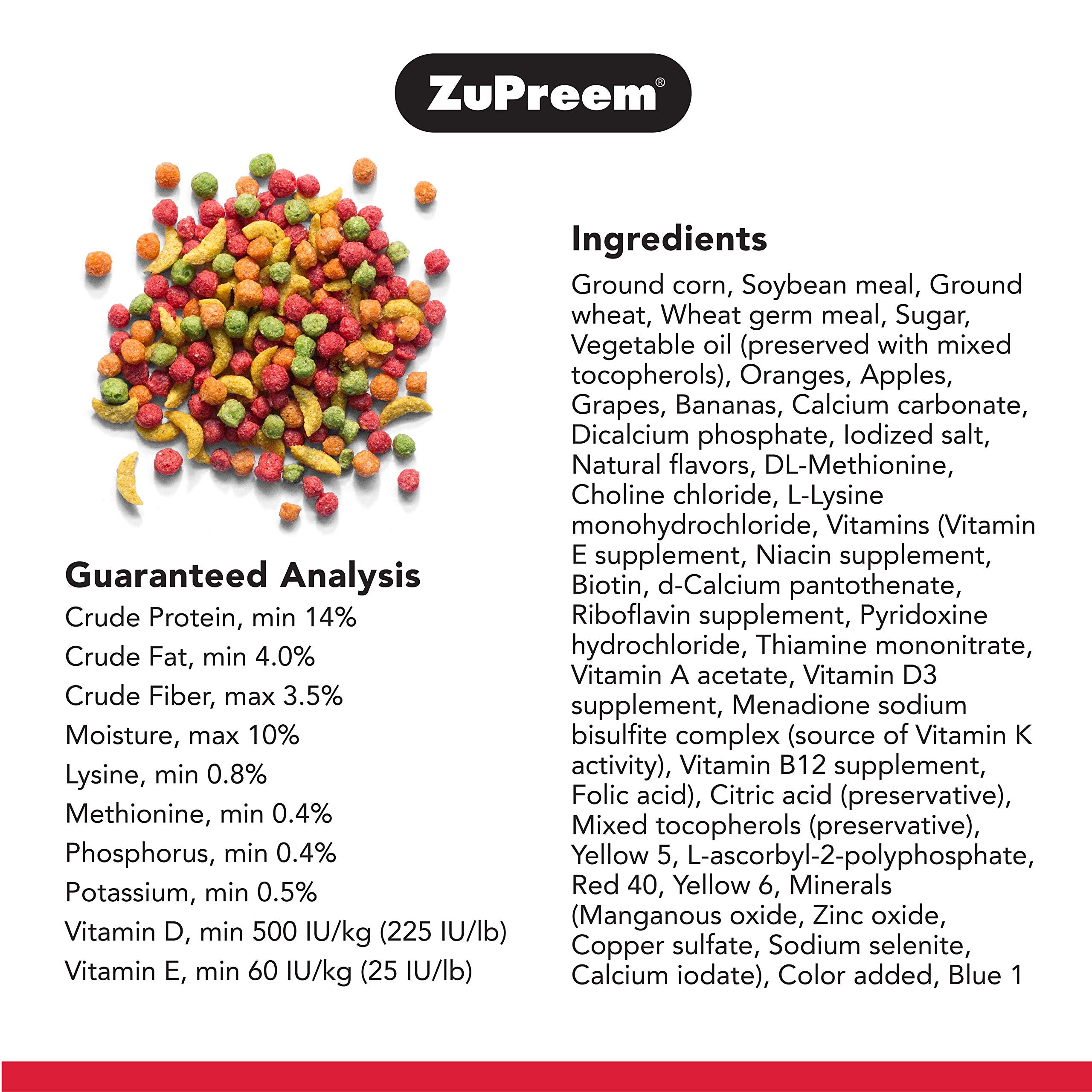 ZuPreem FruitBlend Flavor Pellets Bird Food for Medium Birds, 2 lb (Pack of 2) - Daily Blend Made in USA for Cockatiels, Quakers