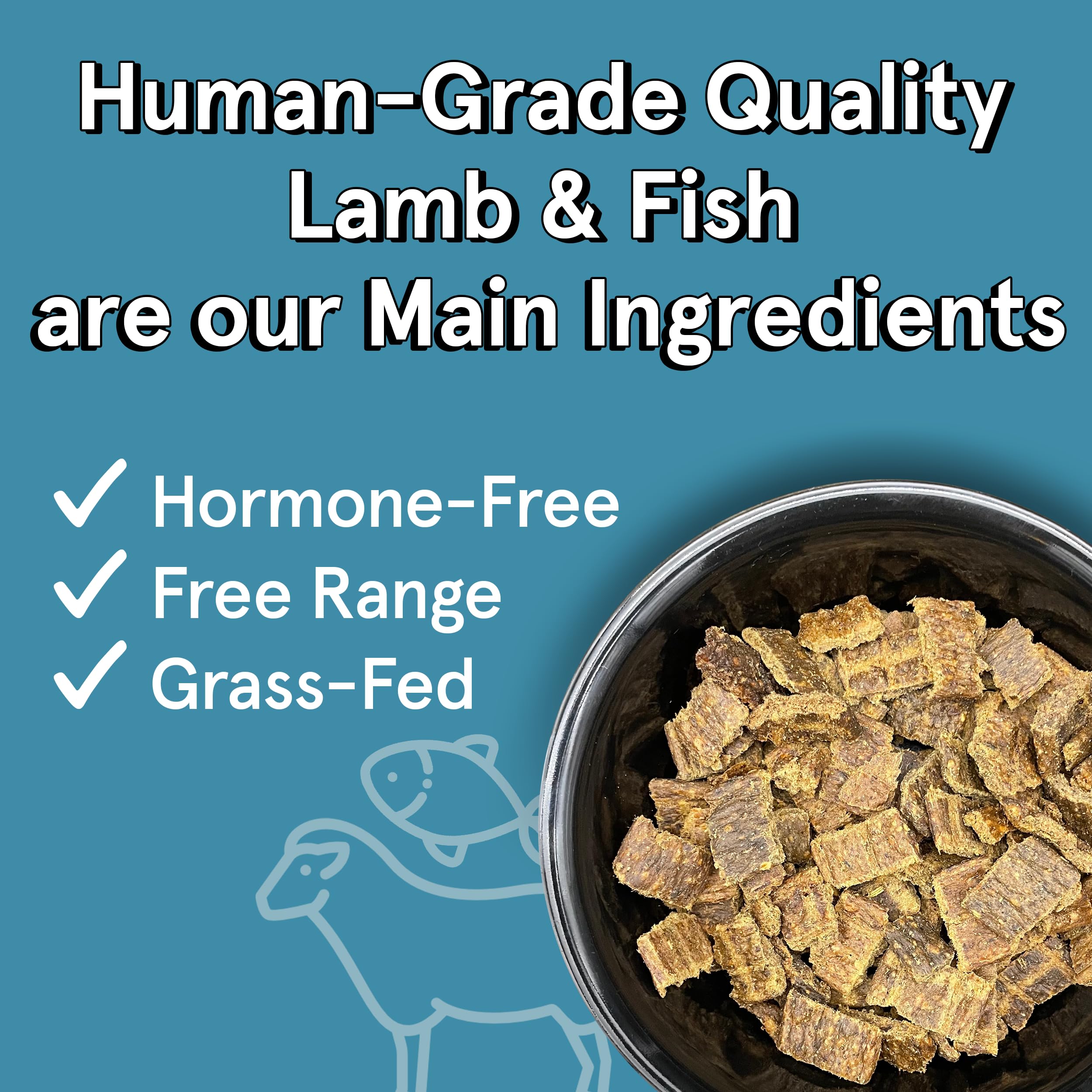Real Meat Air Dried Dog Food w/ Real Lamb & Fish - Four 2lb Bag of Grain-Free Real Meat Dog Food Sourced from Free-Range Lamb &