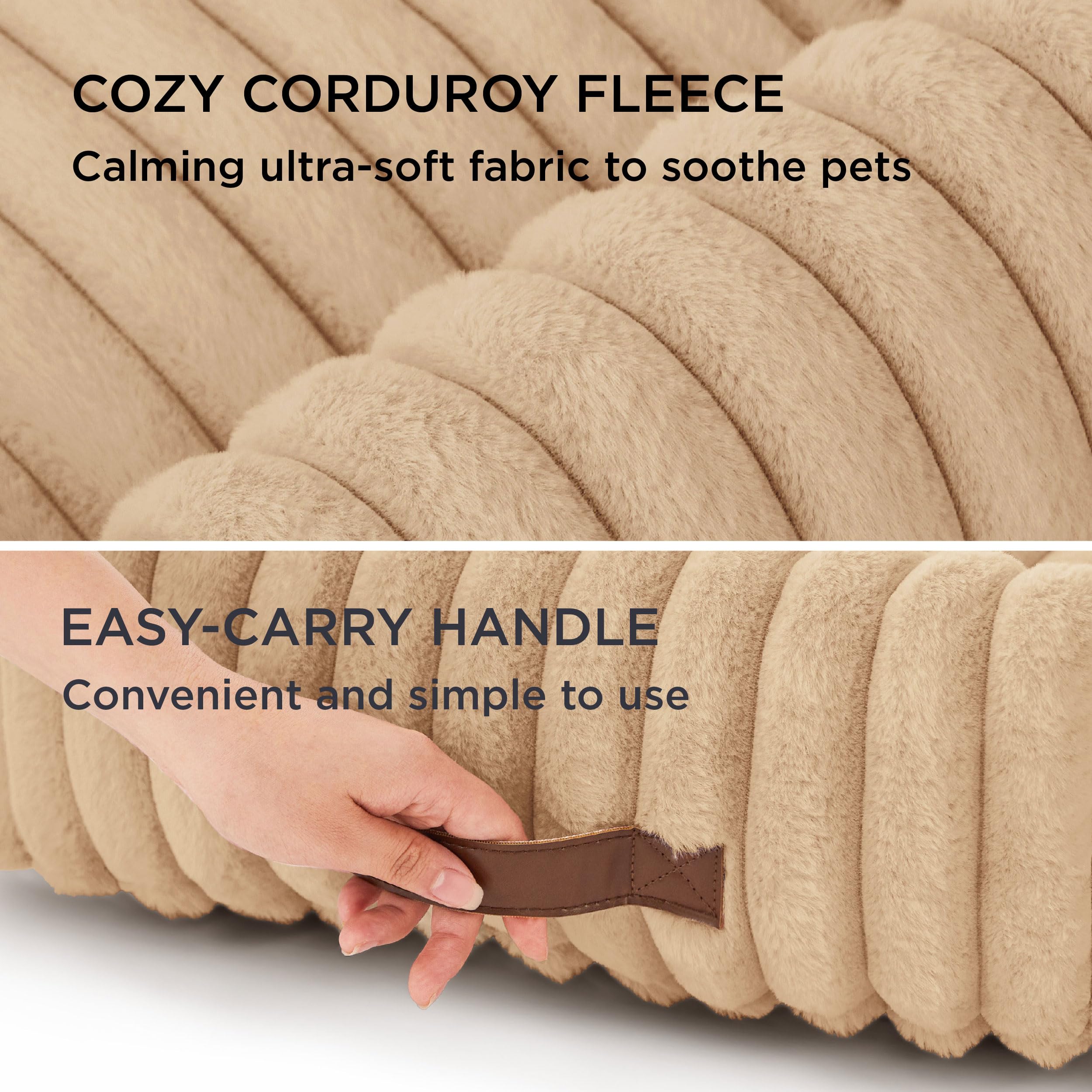 Bedsure Washable Dog Bed For Medium Dogs - Cute Furry Puppy Beds, Rectangle Orthopedic Corduroy Fleece Pet Beds With Removable Z