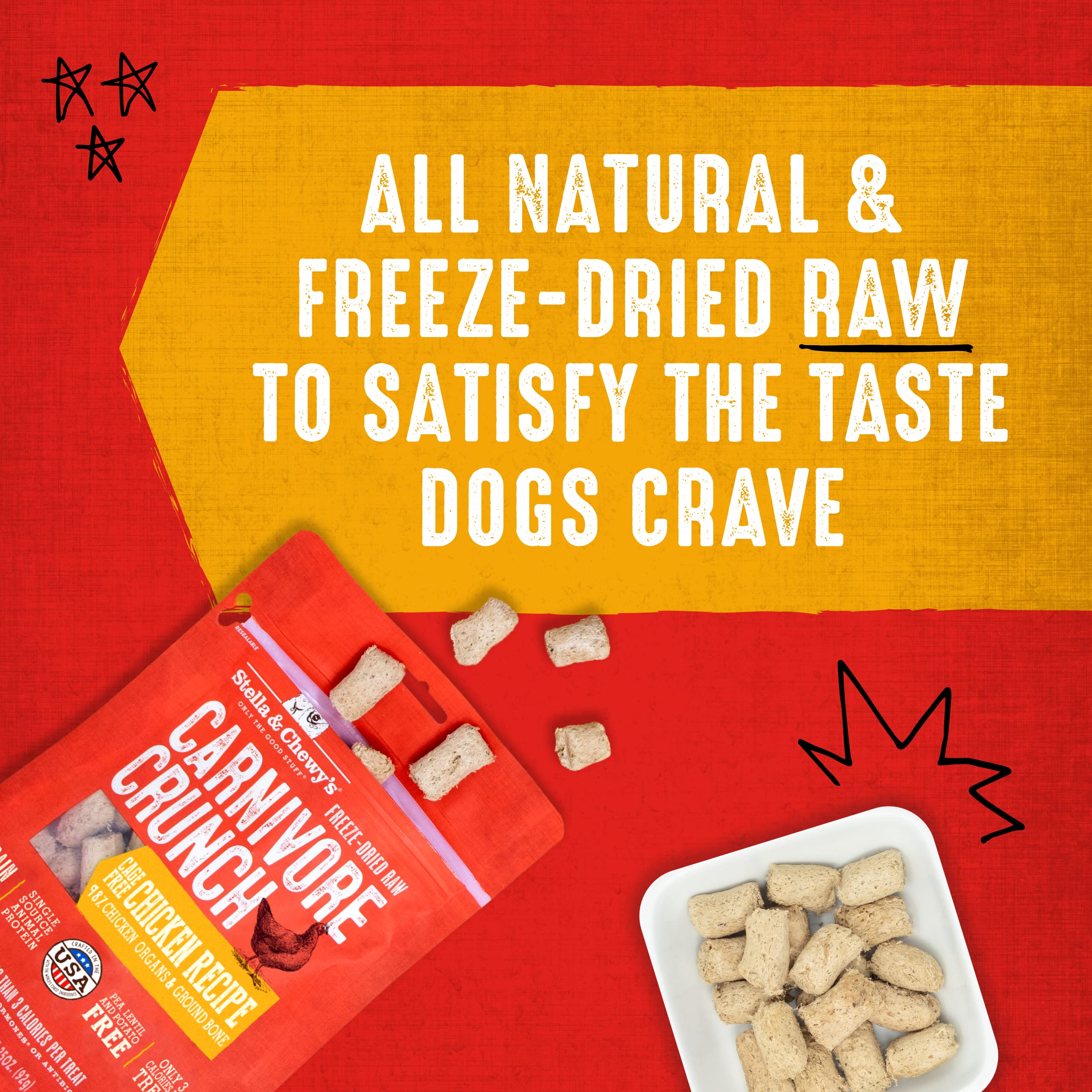 Stella & Chewys Freeze-Dried Raw Dog Treats - Carnivore Crunch for Training - Natural Limited Ingredient, Grain-Free - Perfect