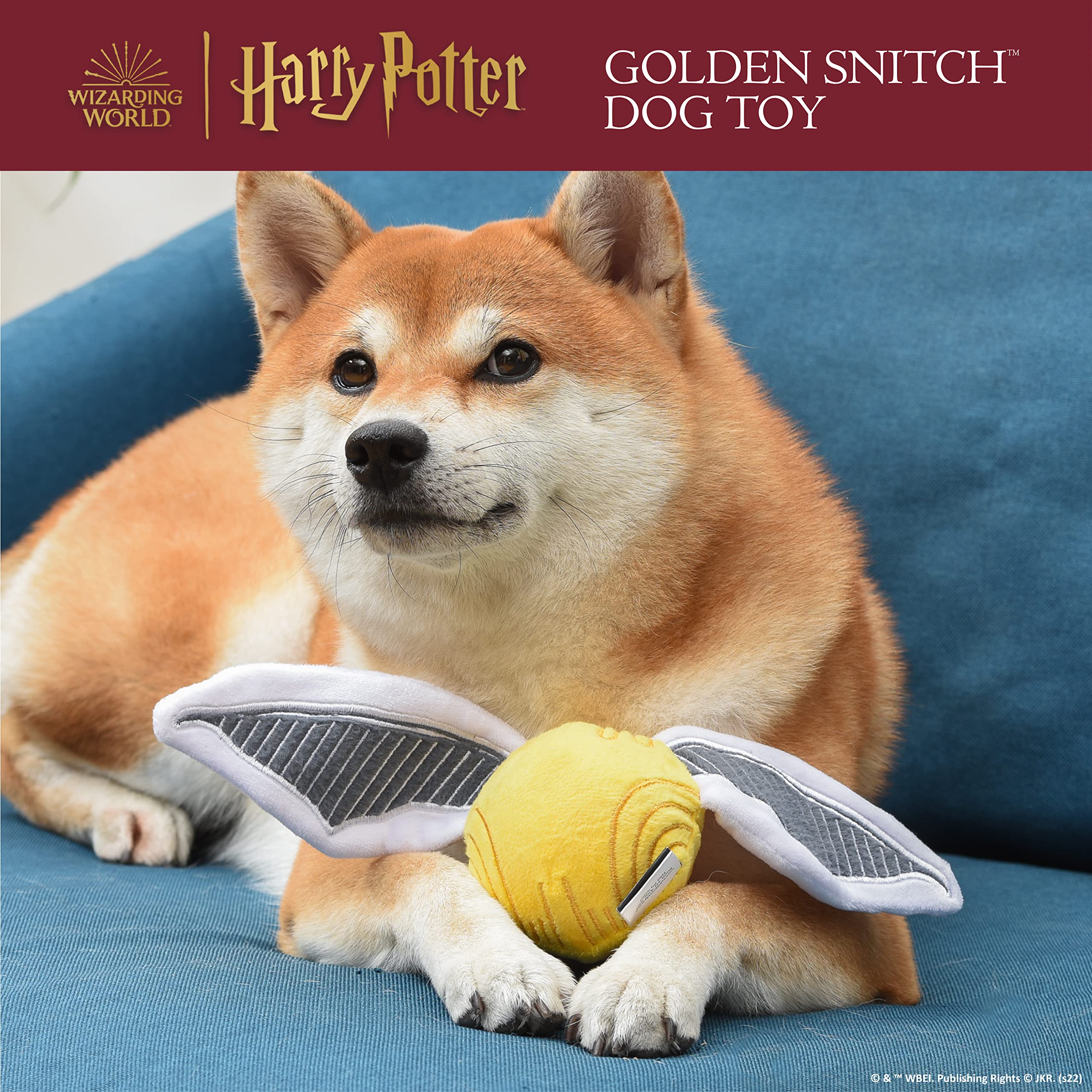 Harry Potter Snitch Pet Squeaker Toy | Dog Toy Snitch Squeaker Ball | Quidditch Inspired Dog Toy for Pets | Crinkle Dog Toy, Dog