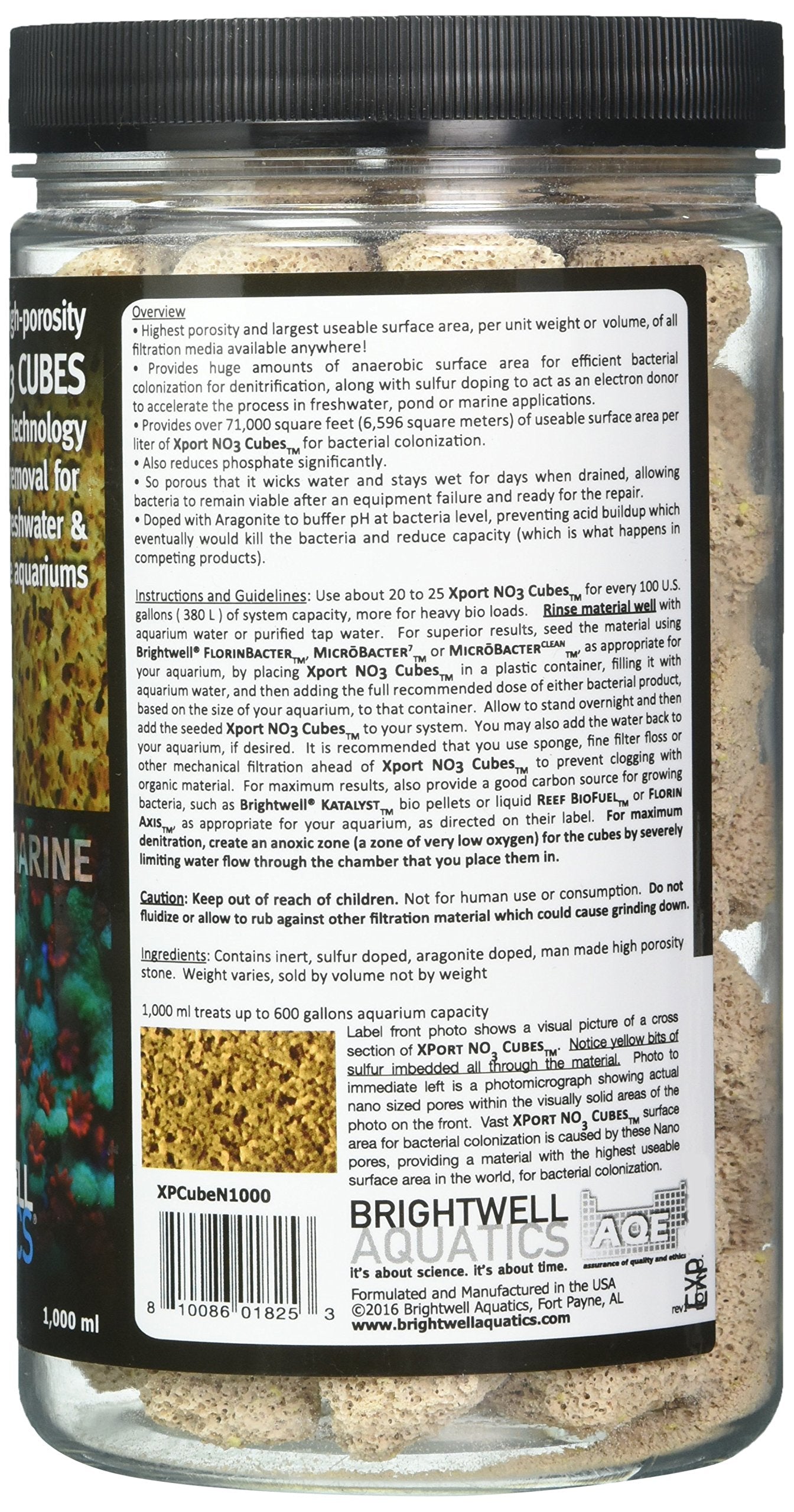 Brightwell Aquatics Xport-NO3 Cubes -     Cubes, Sulfur Doped, Activated Denitrification Media, 1000-ML (XPCubeN1000)
