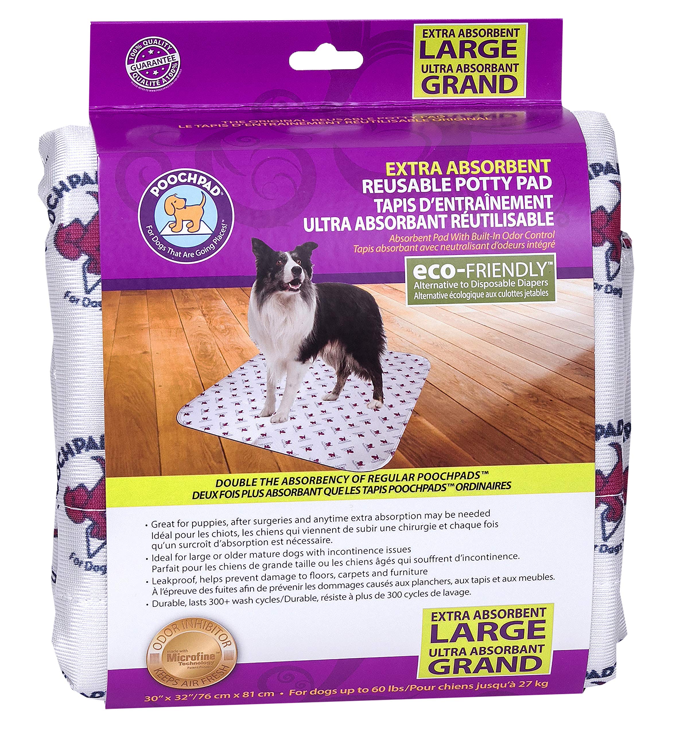 Poochpad Extra Absorbent Washable, Reusable Potty Pad For Dogs (Large) - Unmatched Odor Control, Leakproof Puppy Training Pee Pad