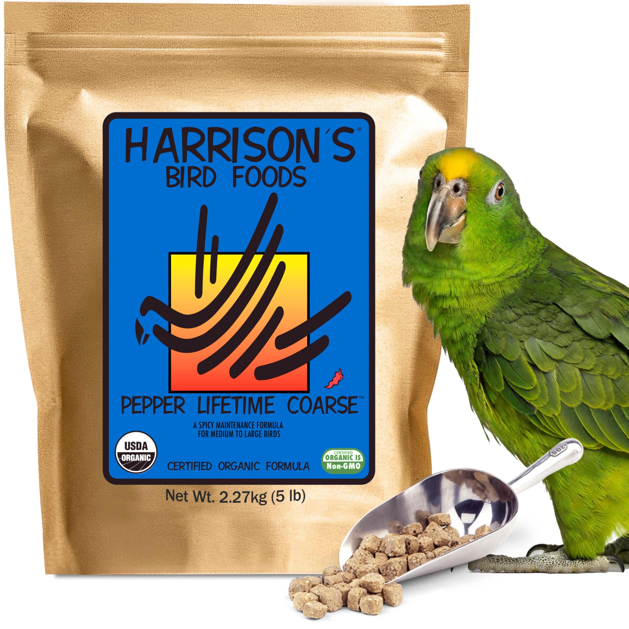 Harrisons Bird Foods Pepper Lifetime Coarse 5lb Certified Organic Non-GMO Formula