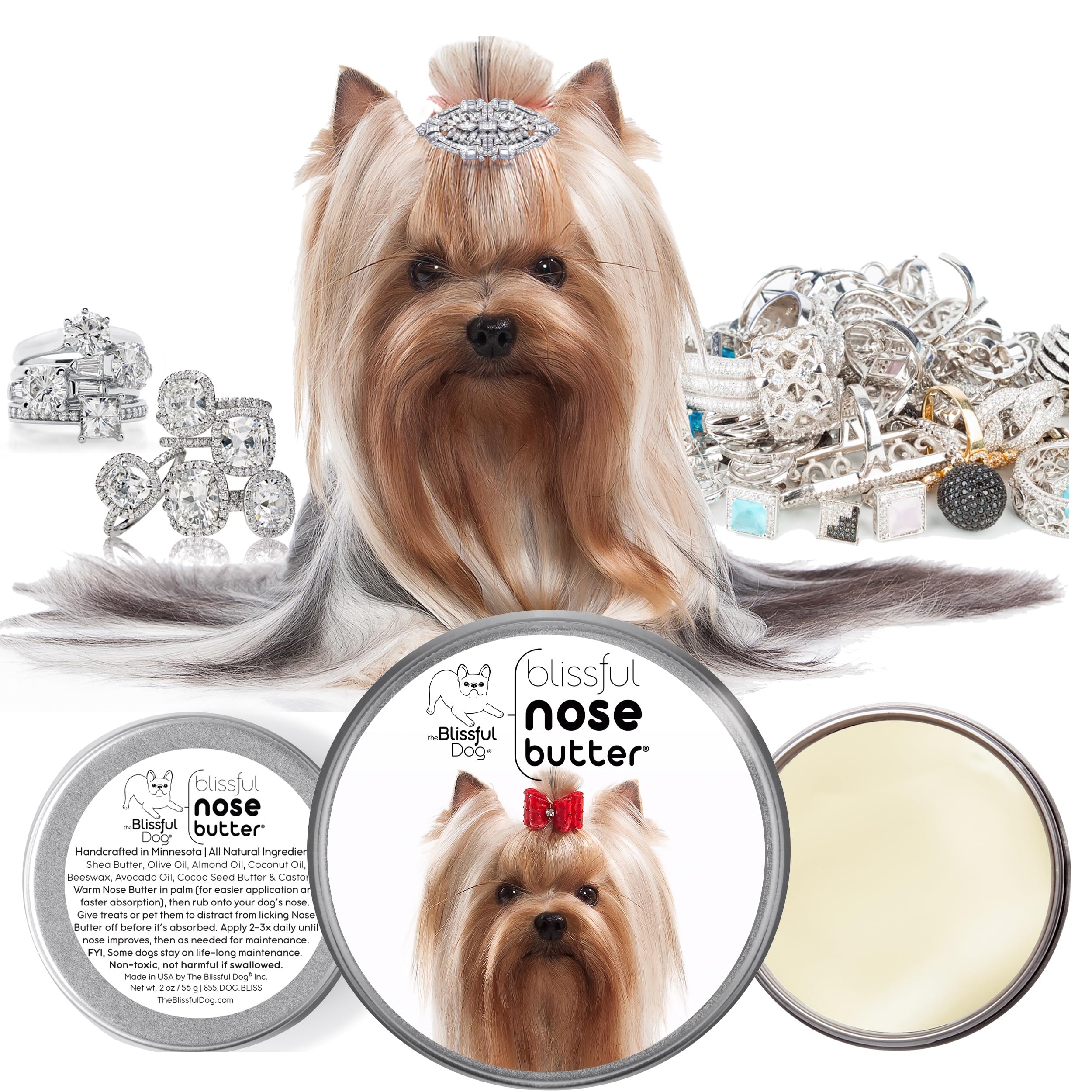 The Blissful Dog Yorkshire Terrier Unscented Nose Butter - Dog Nose Butter, 4 Ounce