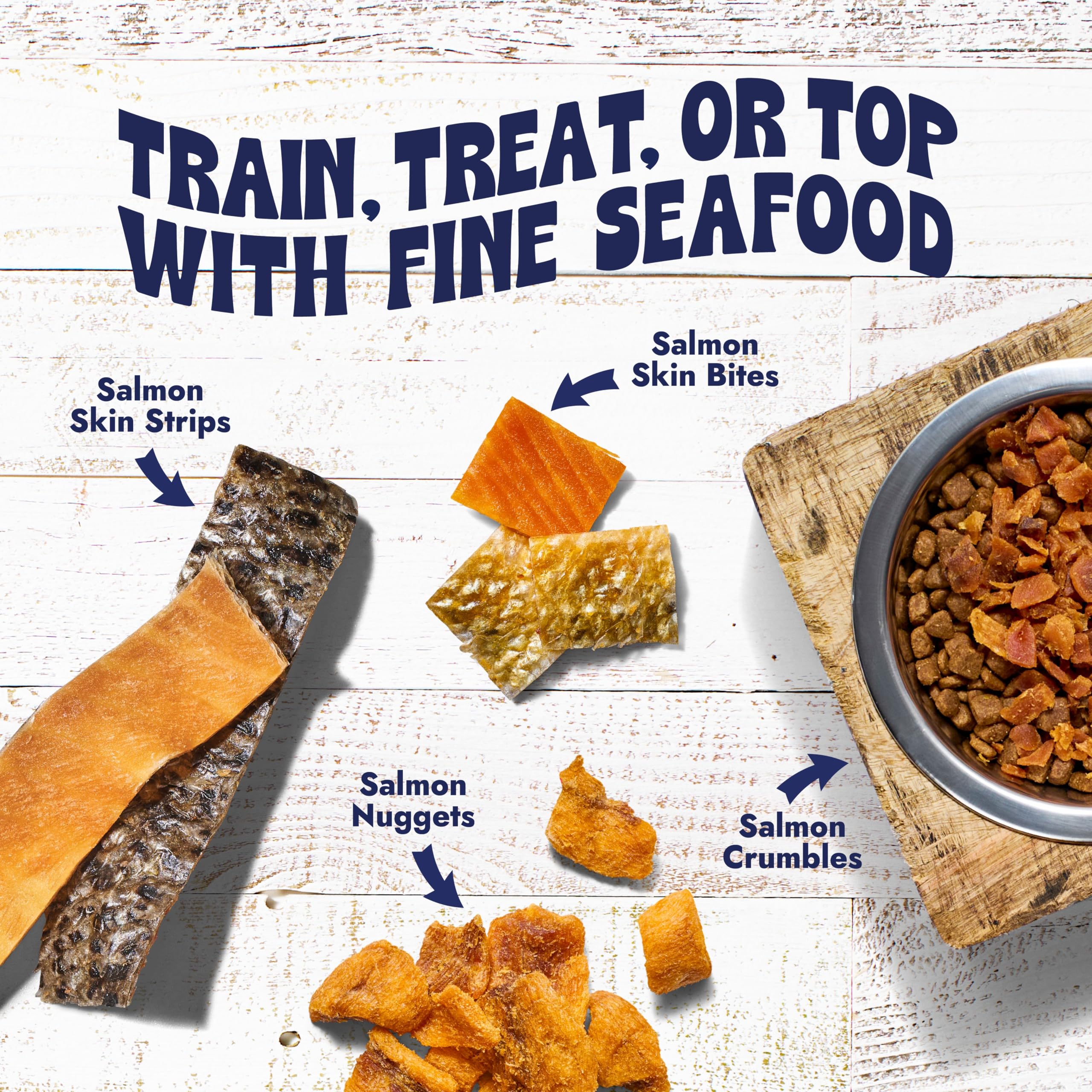 Finfare Freeze Dried Dog Treats, Salmon Skin Bites, Protein & Omega-3s, Grain Free Salmon Dog Training Treats, Crafted in USA, 9