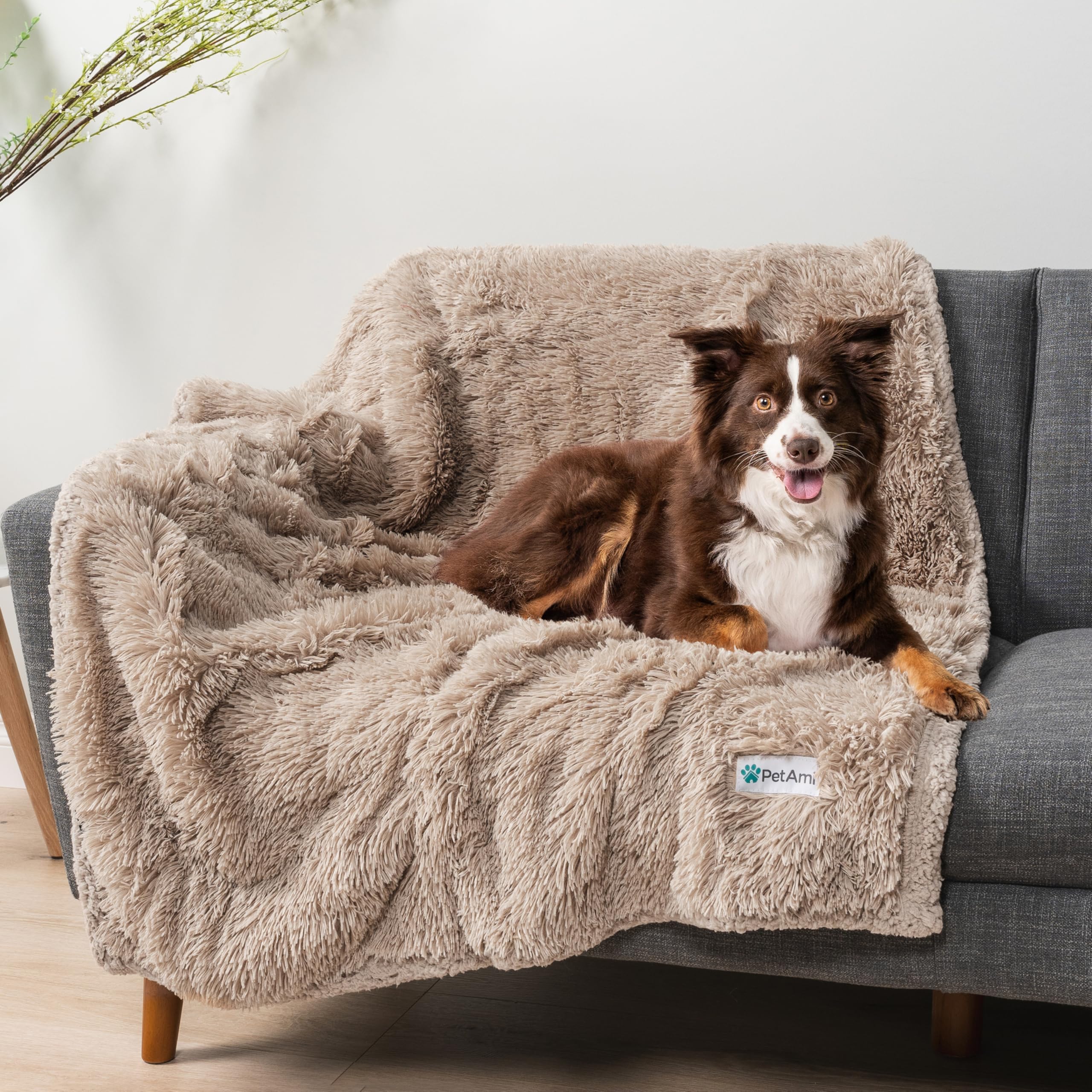 PetAmi Waterproof Dog Blanket for Large Dog, Calming Pet Blanket Bed Couch Cover Protector, Washable Sherpa Faux Fur Throw for S