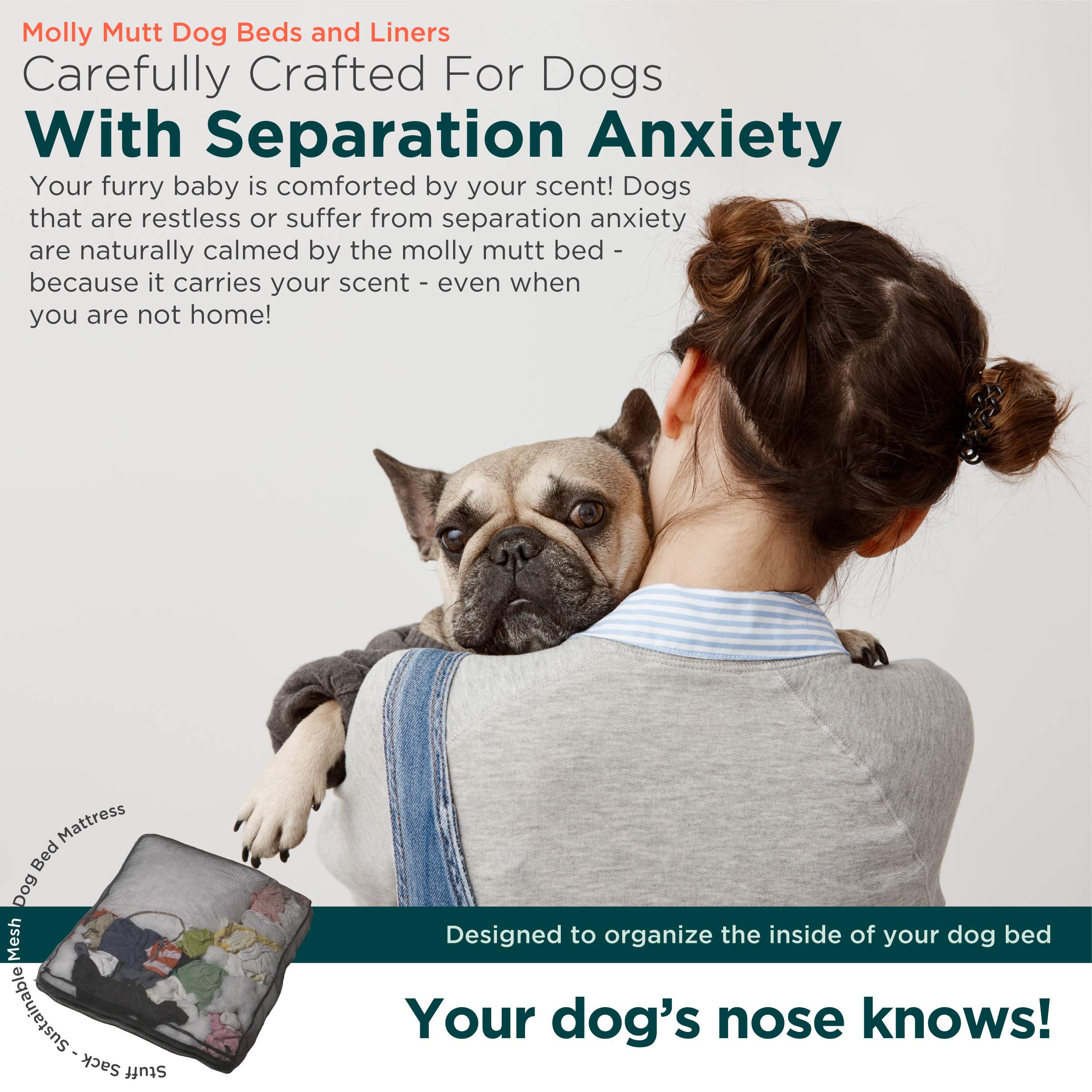 Molly Mutt Washable Stuff Sack, Sustainable Mesh Dog Bed Mattress, Medium/Large, 27.0'L X 4.0'W X 36.0'Th