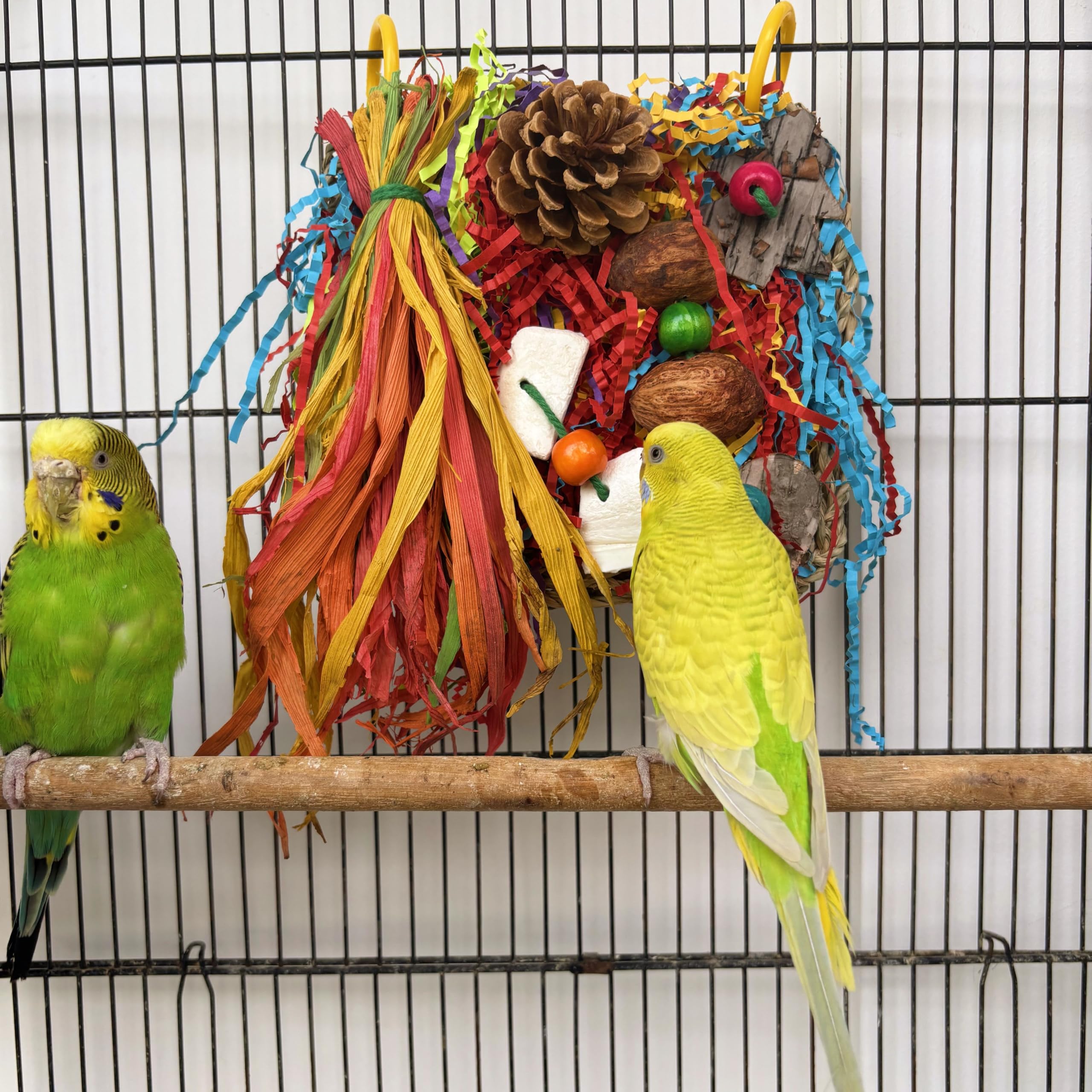 Cohyver Bird Toys, Parakeet Toys, Bird Grass Mat Conure Shredder Hanging Cockatiel Foraging Toys Parrot Climbing Wall Lovebird C