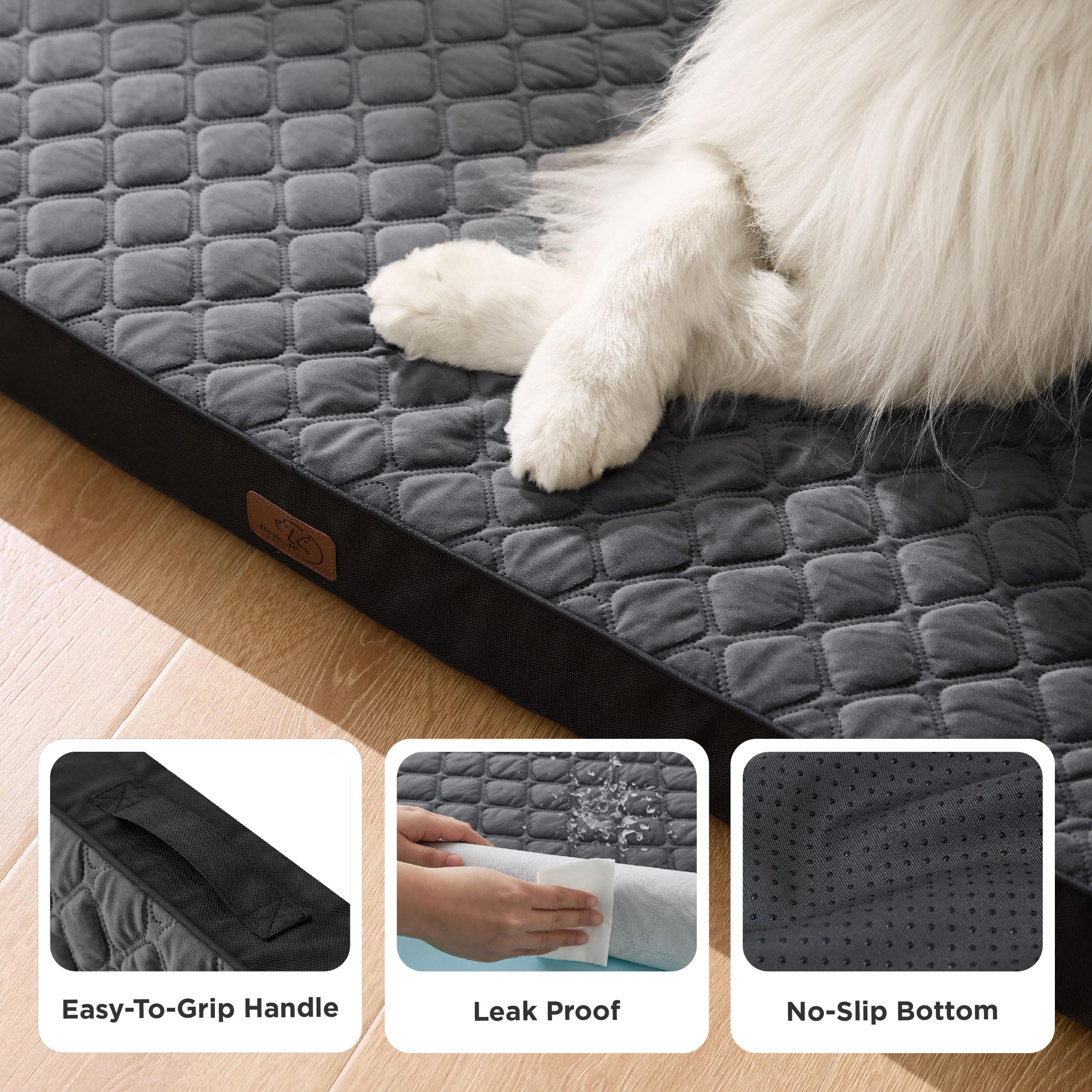 Bedsure Orthopedic Dog Bed For Large Dogs - Thick Flat Memory Foam Pet Mattress With Removable Washable Cover And Egg Crate Foam