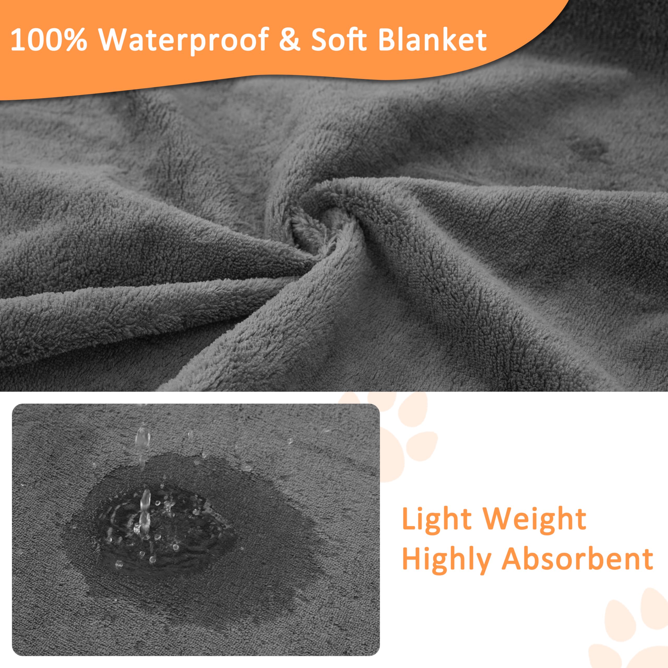 Bunlitent Washable Dog Pee Pads, Extra Large 65''x48'', 3 Pack, Quick Dry TPU & PVC, Grey