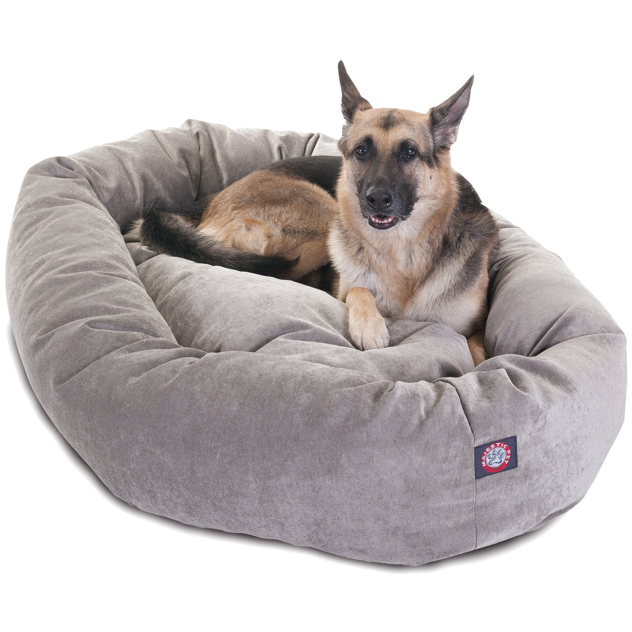 Majestic Pet 52 Inch Micro Velvet Calming Dog Bed Washable – Cozy Soft Round Dog Bed With Spine For Head Support - Fluffy Donut Dog Bed 52X35X11 (Inch) – Round Pet Bed X- Large - Vintage
