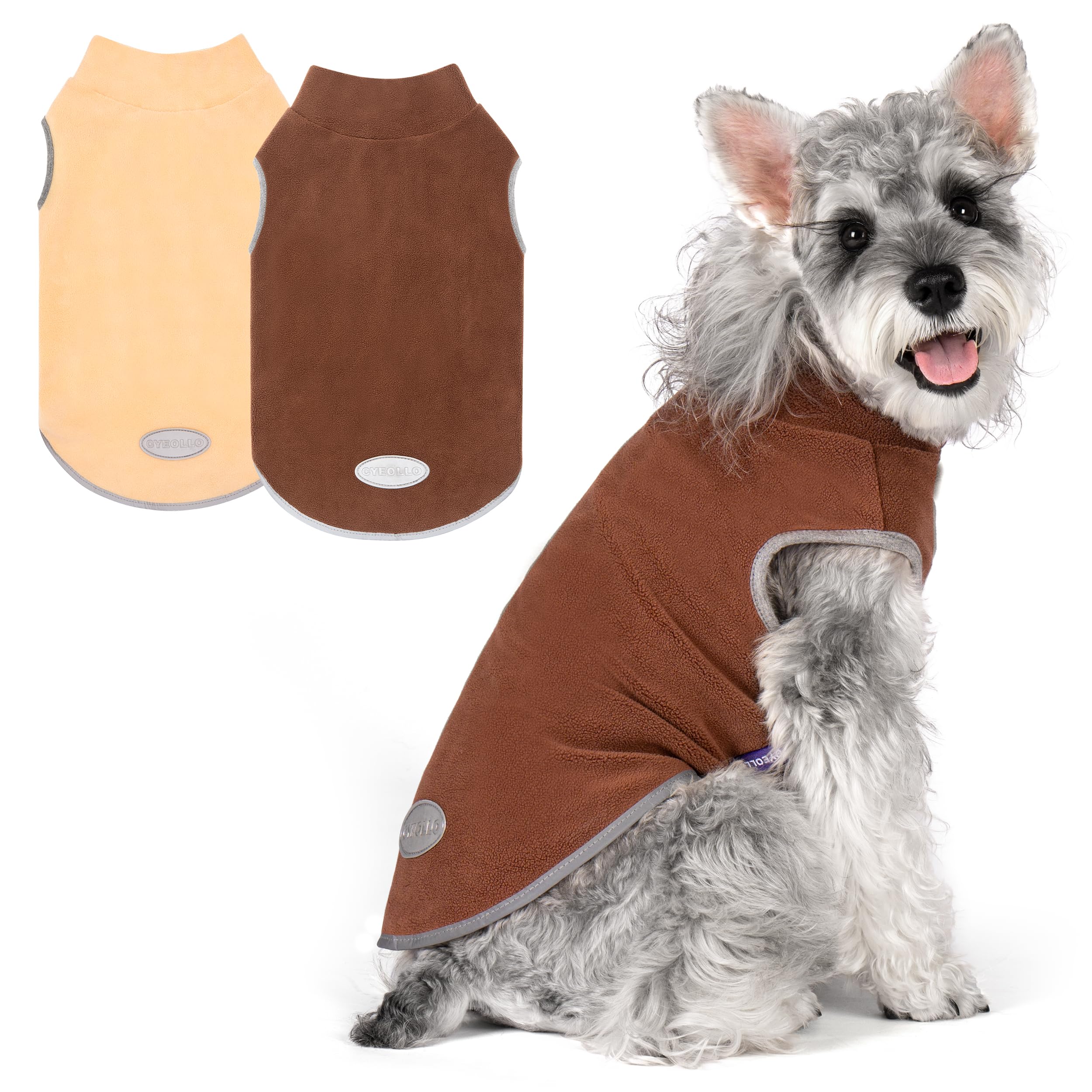 Cyeollo Fleece Sweater Vest, Reflective Sweatshirt Pullover Jacket For Small Medium Large Dogs, Boy Girl Pets Warm Clothes, Brow
