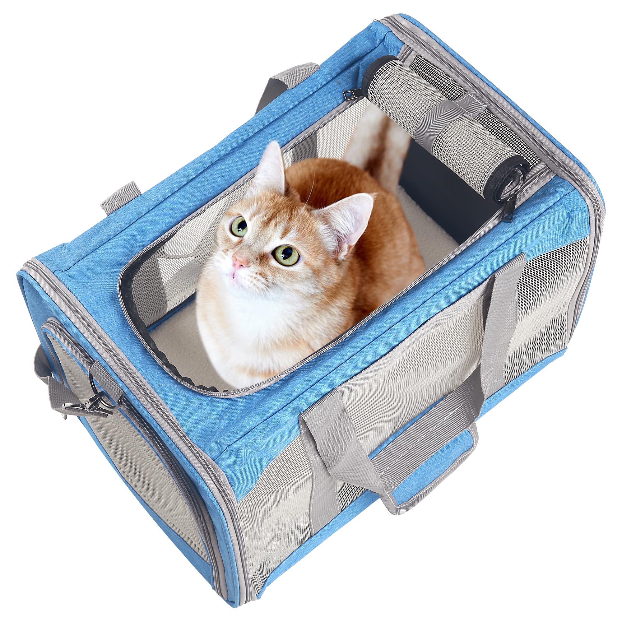 Atvobi Portable Cat Carrier For Small To Large Cats - Soft, Airline Approved, Blue