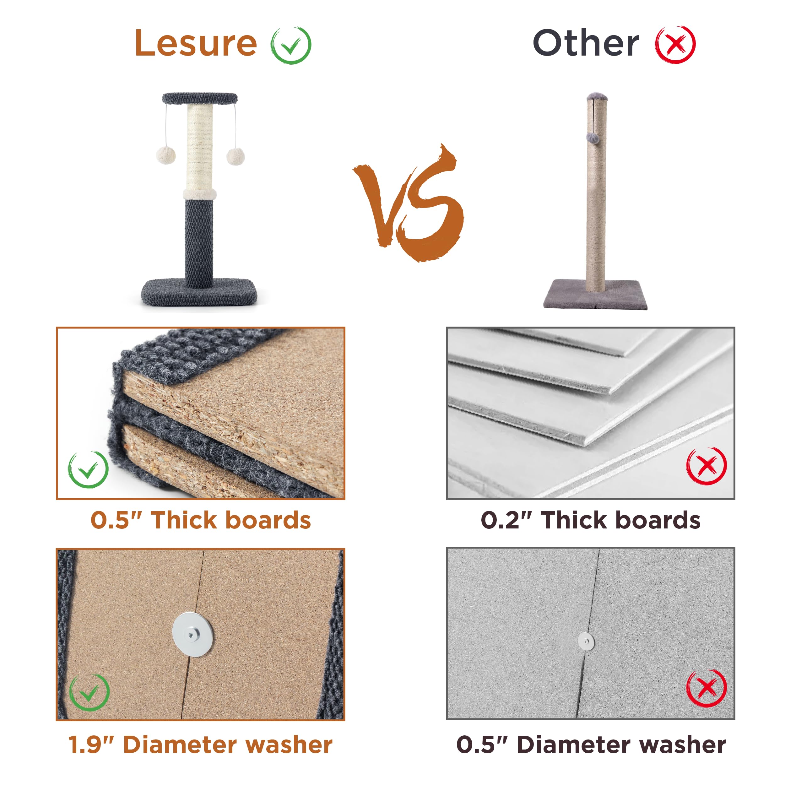 Lesure 34  Tall Cat Scratching Post - Highly Resistant Carpet Scratch Post, Premium Sisal Rope Scratch Posts Kitten and Adult Ca