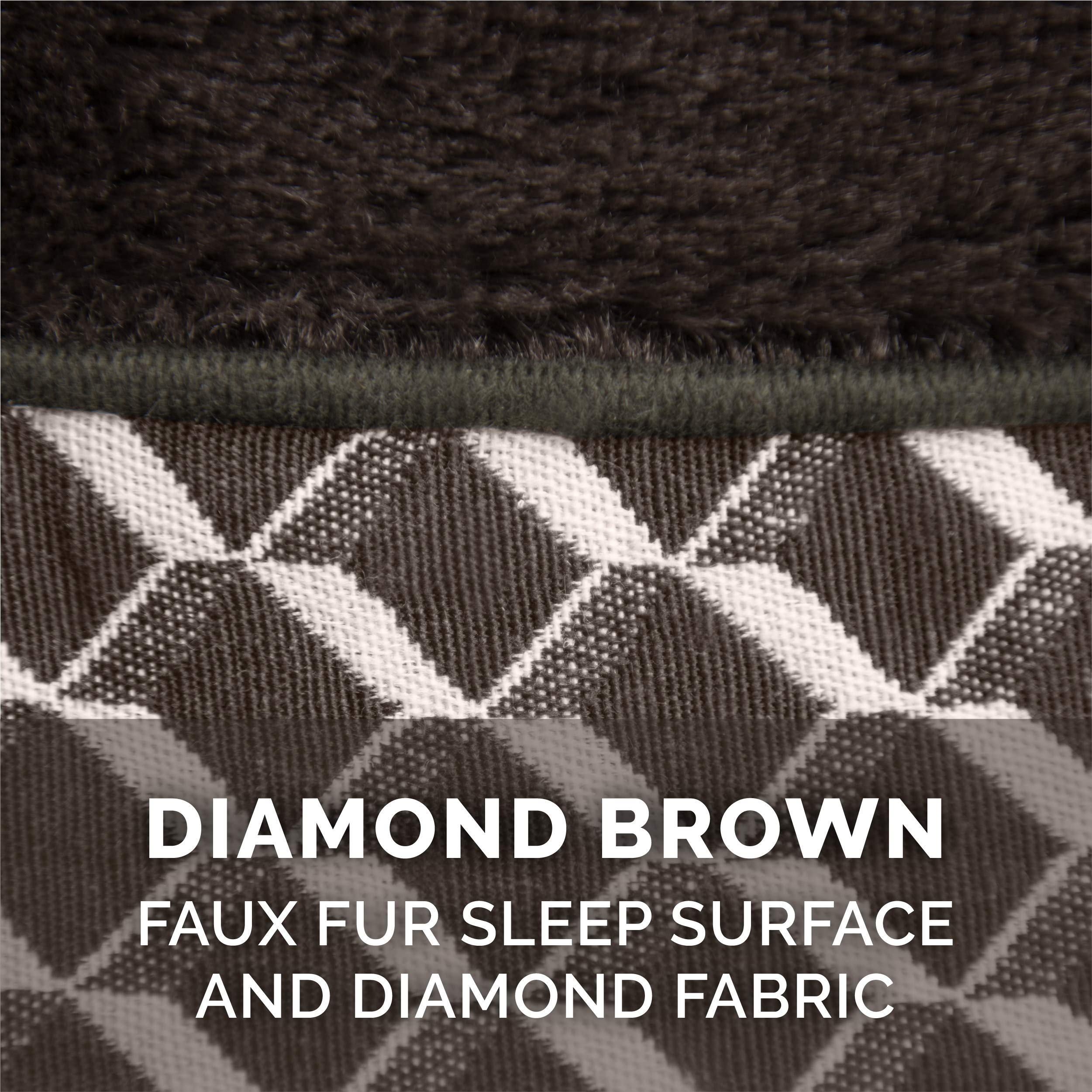 Furhaven Replacement Dog Bed Cover Comfy Couch Plush & D  Cor Sofa-Style, Machine Washable - Diamond Brown, Large