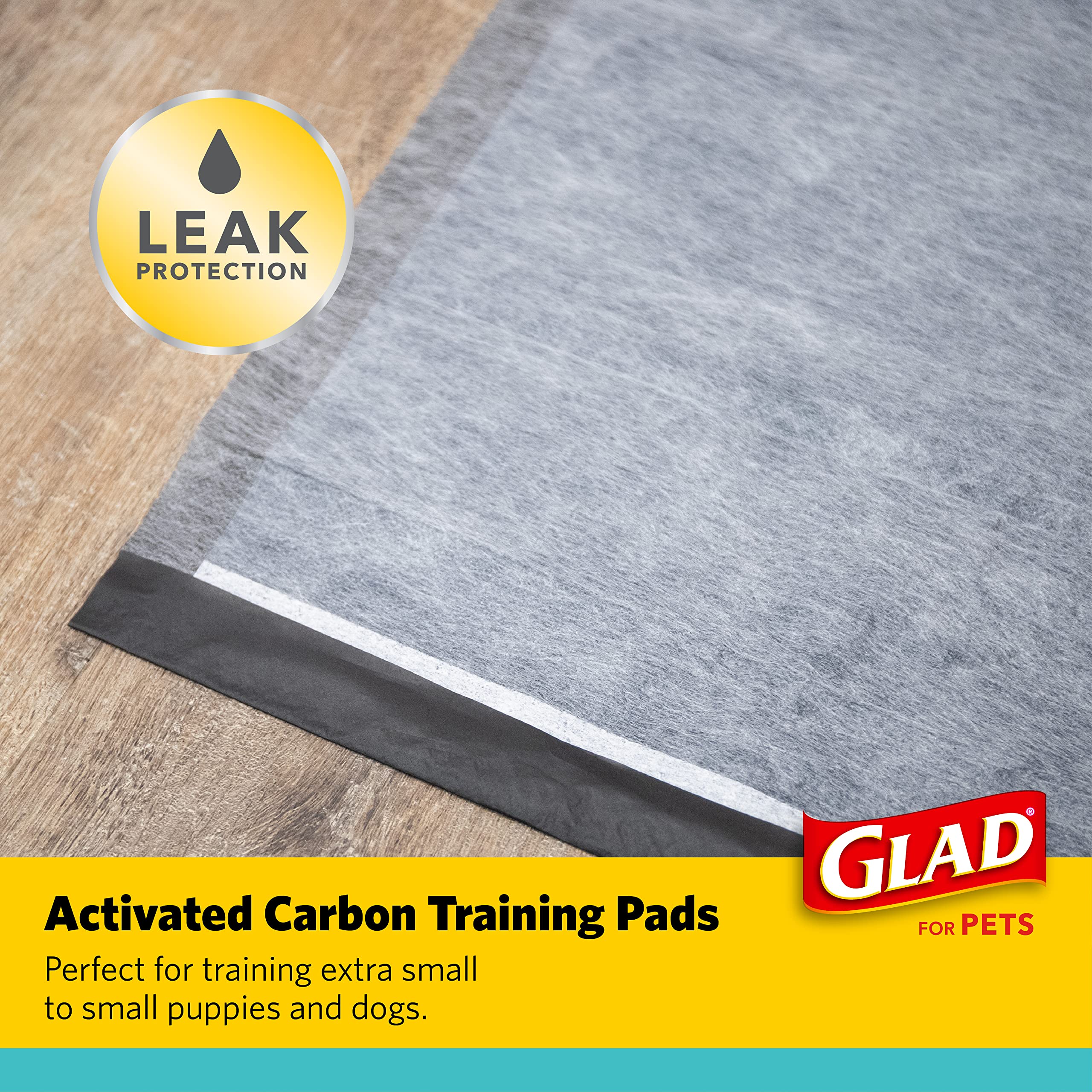 Glad For Pets Activated Charcoal Dog Training Pads, Small Size 17.5' X 23.5' | Odor Absorbing, Pee Pads For Dogs | Perfect For Training New Puppies, Grey, 120 Count