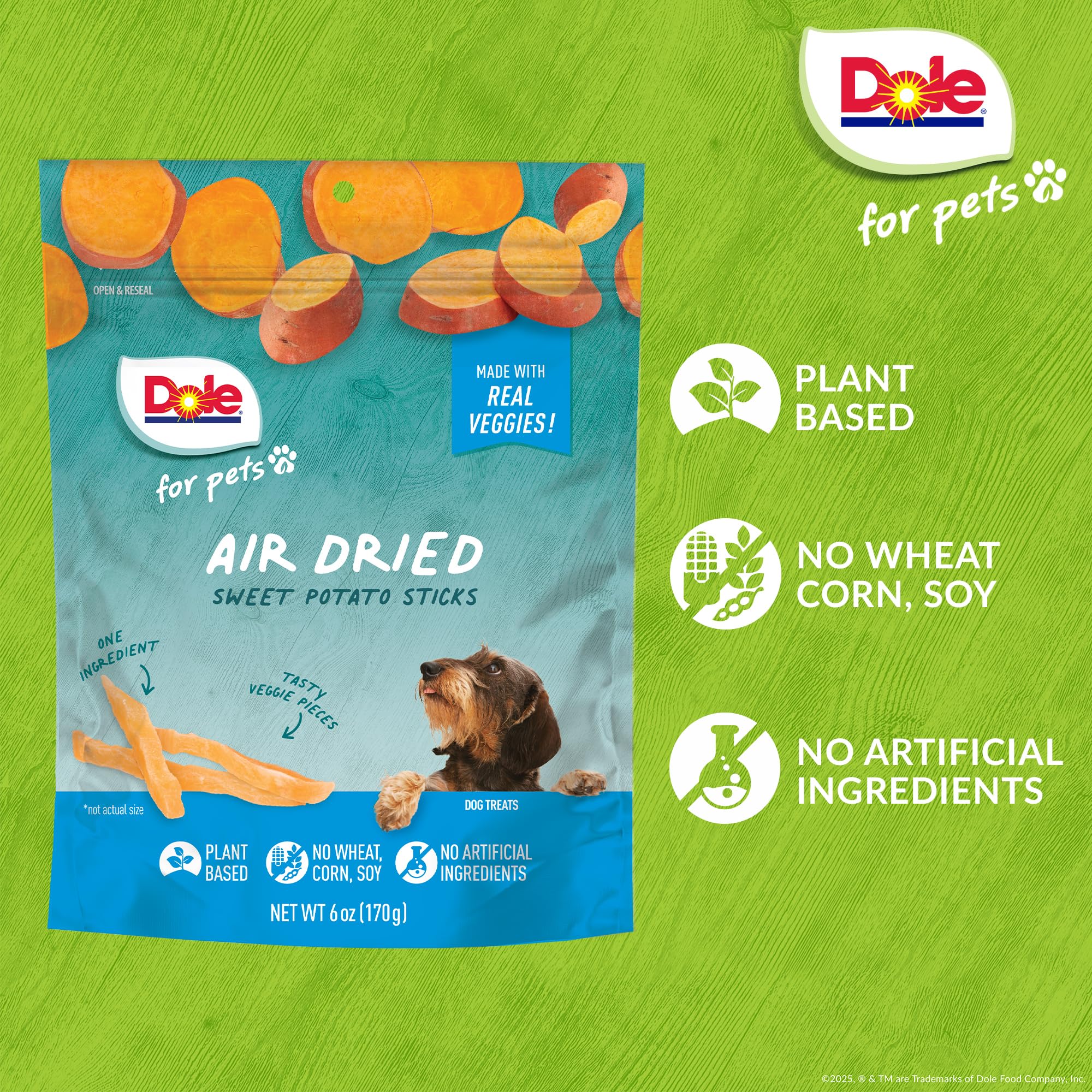 Dole for Pets Air Dried Sweet Potato Dog Treats, 6oz |Made with Real Sweet Potato, Single Ingredient, Limited Ingredient Dog Tre