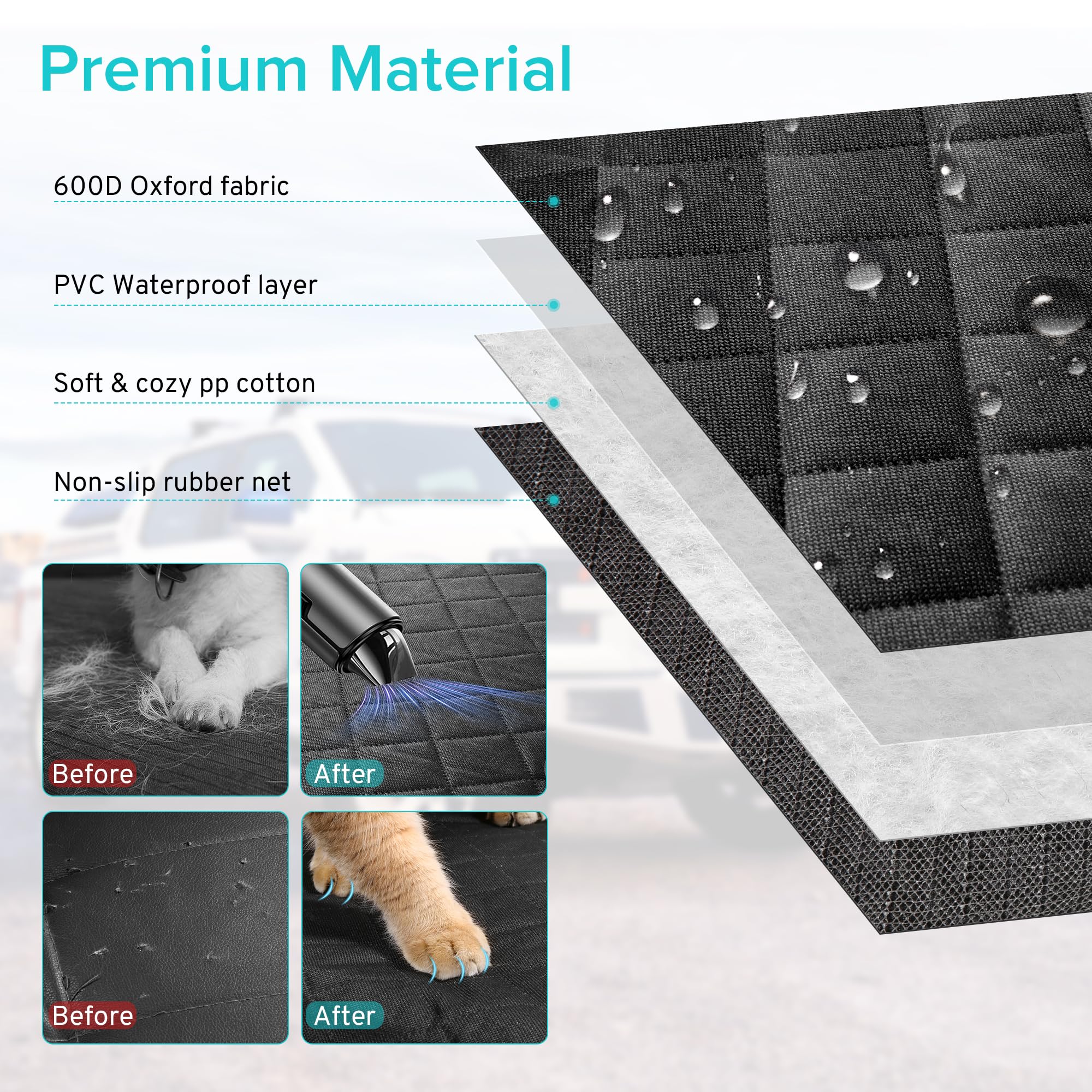 Szyuchen Dog Car Seat Cover Compatible With Ford F150 F-150 Dodge Ram 1500 Truck Back Seat, Waterproof Pet Bench Seat Covers Wit