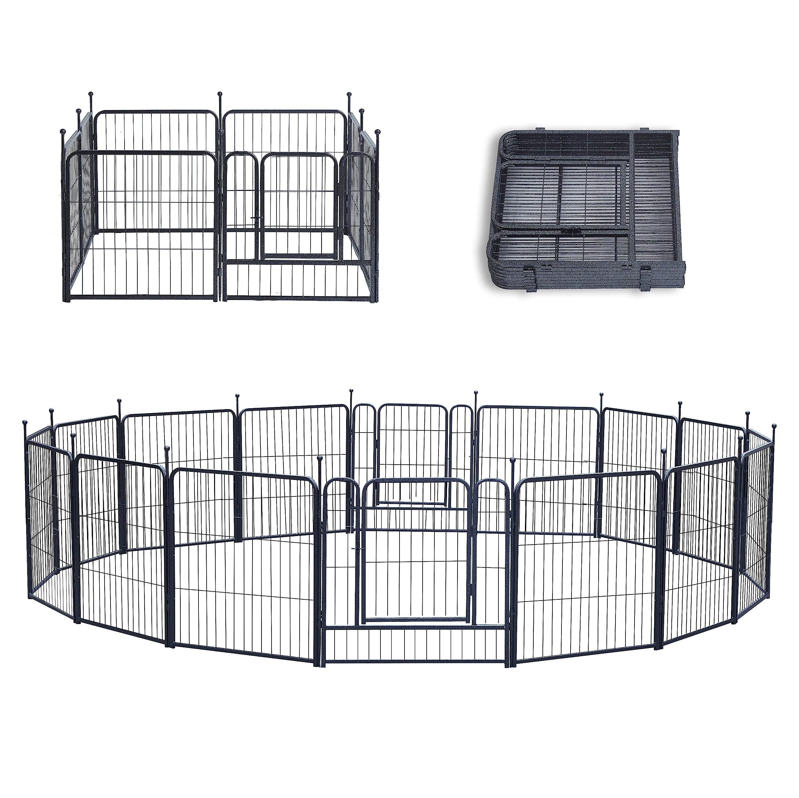 Dog Playpen,24/32/40 Inch Height In Heavy Duty,Folding Indoor Outdoor Dog Exercise Fence, Portable Pet Playpen With Door For Lar