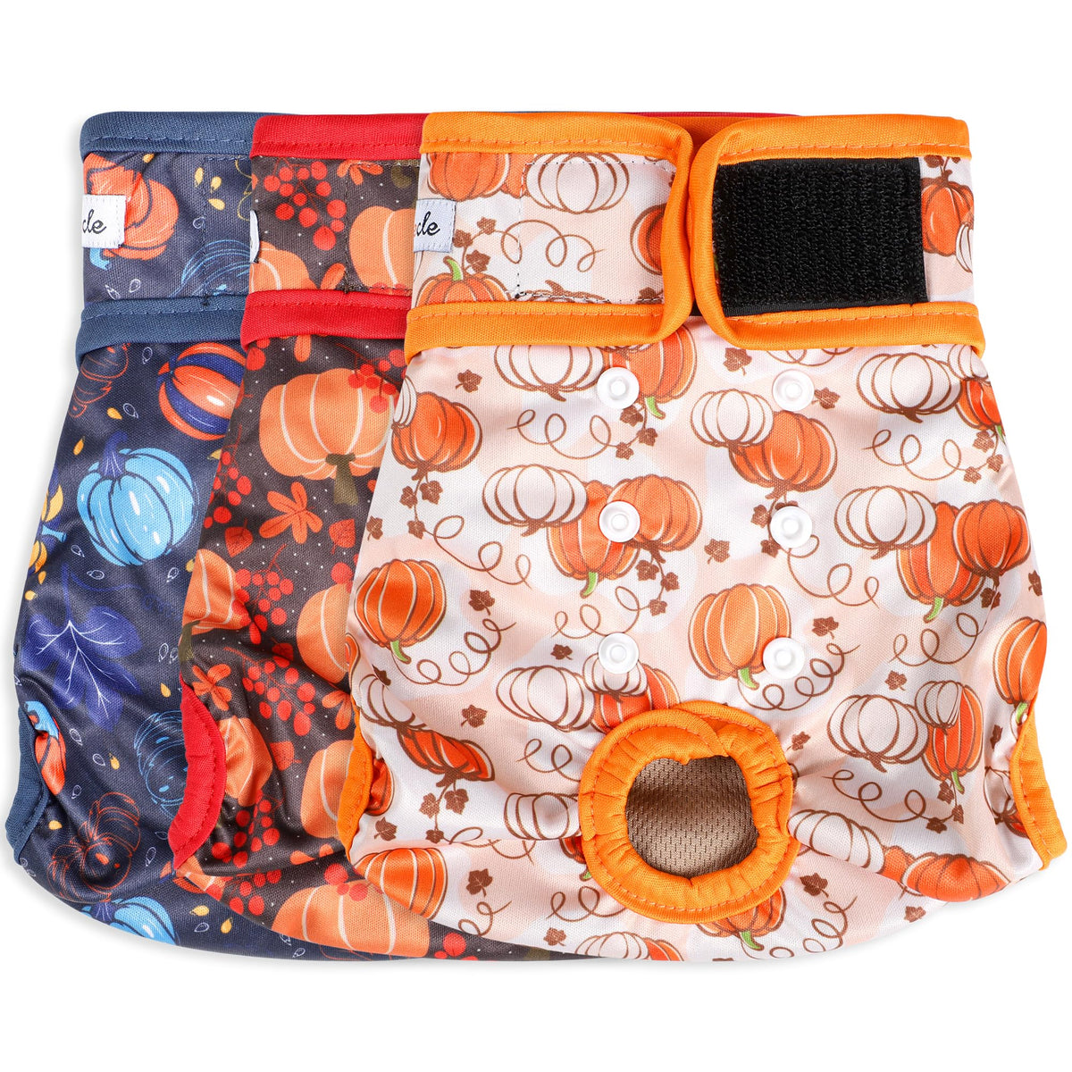 Female Dog Diapers - Premium Reusable Diapers For Doggie In Heat - Highly Absorbent Dog Diapers Female For Pet Incontinence With Adjustable Snaps Pumpkin, L