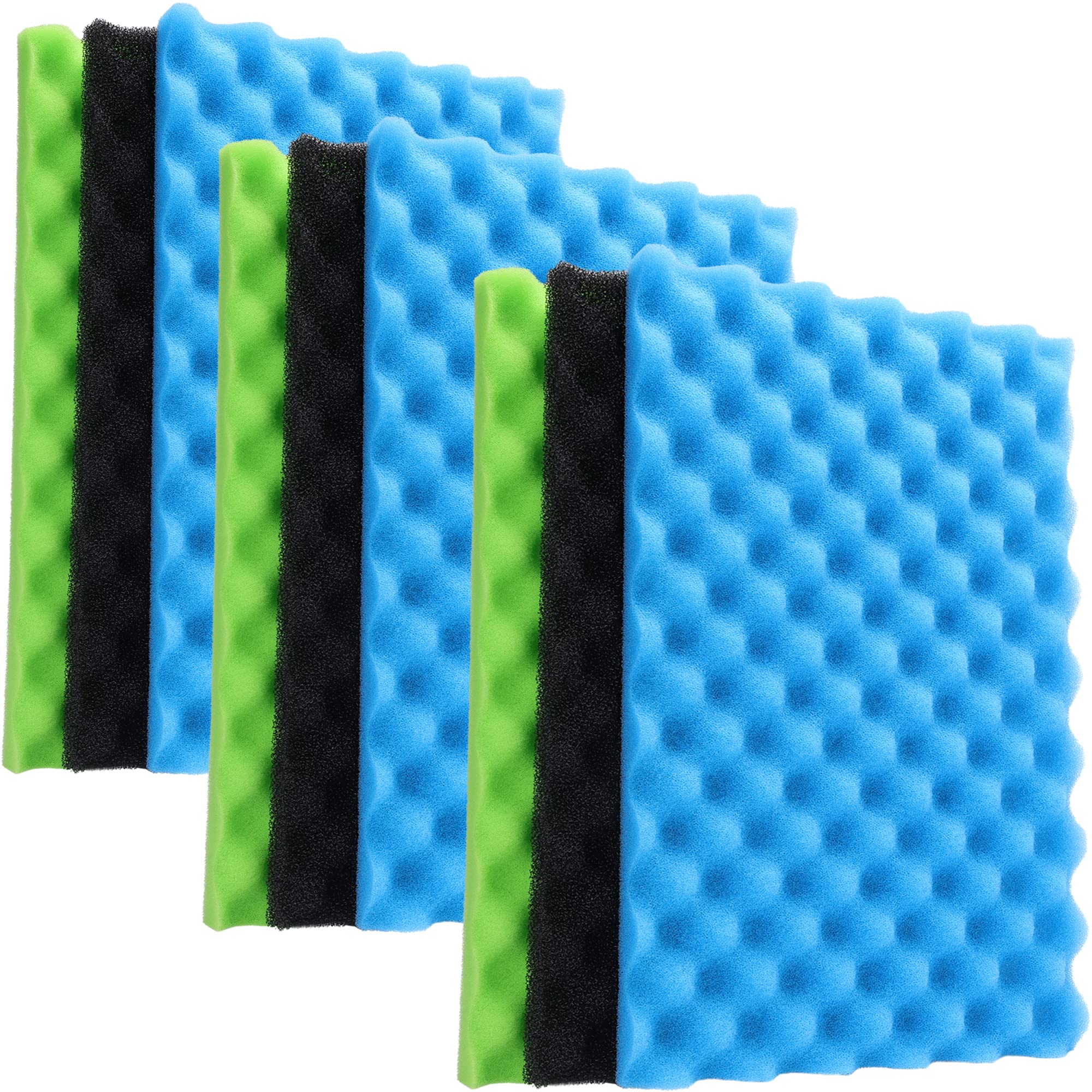 Ltwhome Fish Pond Foam Filter Sponge Set 17' X 11' Media (Pack Of 3 Sets)