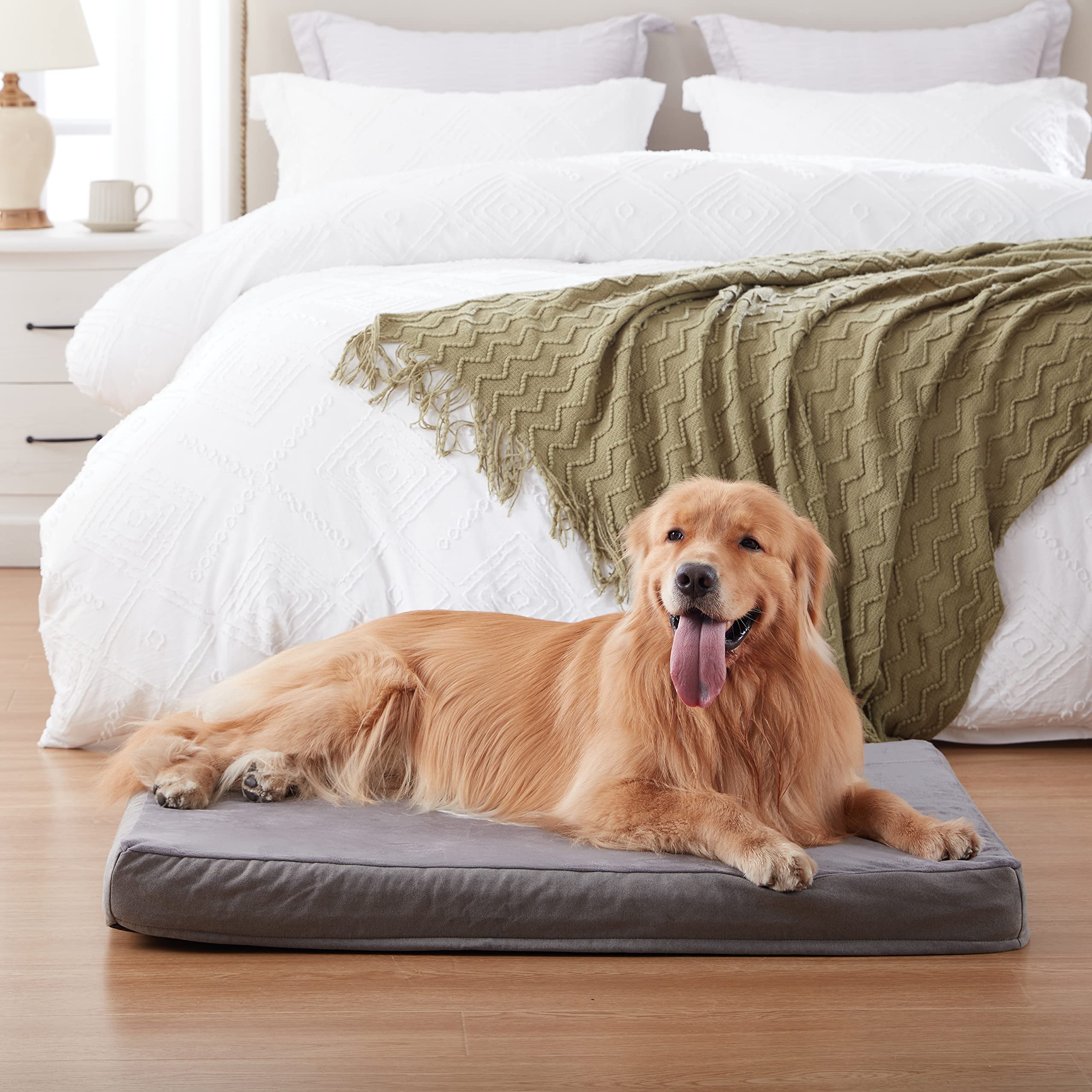 Gohoo Jumbo Dog Bed For Large Dogs, Orthopedic Memory Foam With Cooling Gel & Waterproof Lining
