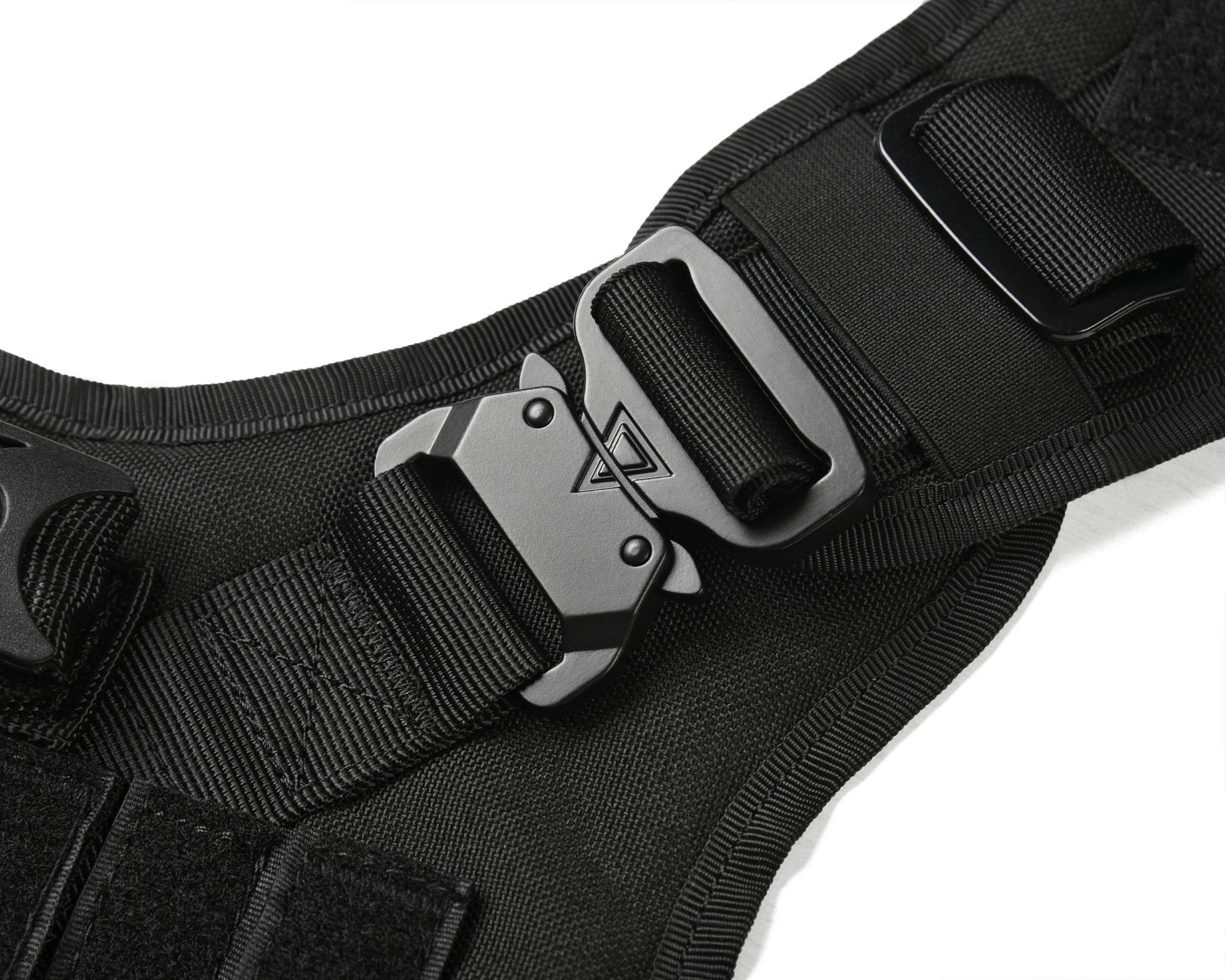 RubRab Tactical Dog Harness Vest with Handle Military Working Training Molle Vest with Metal Buckles & Loop Panels for Large Dog