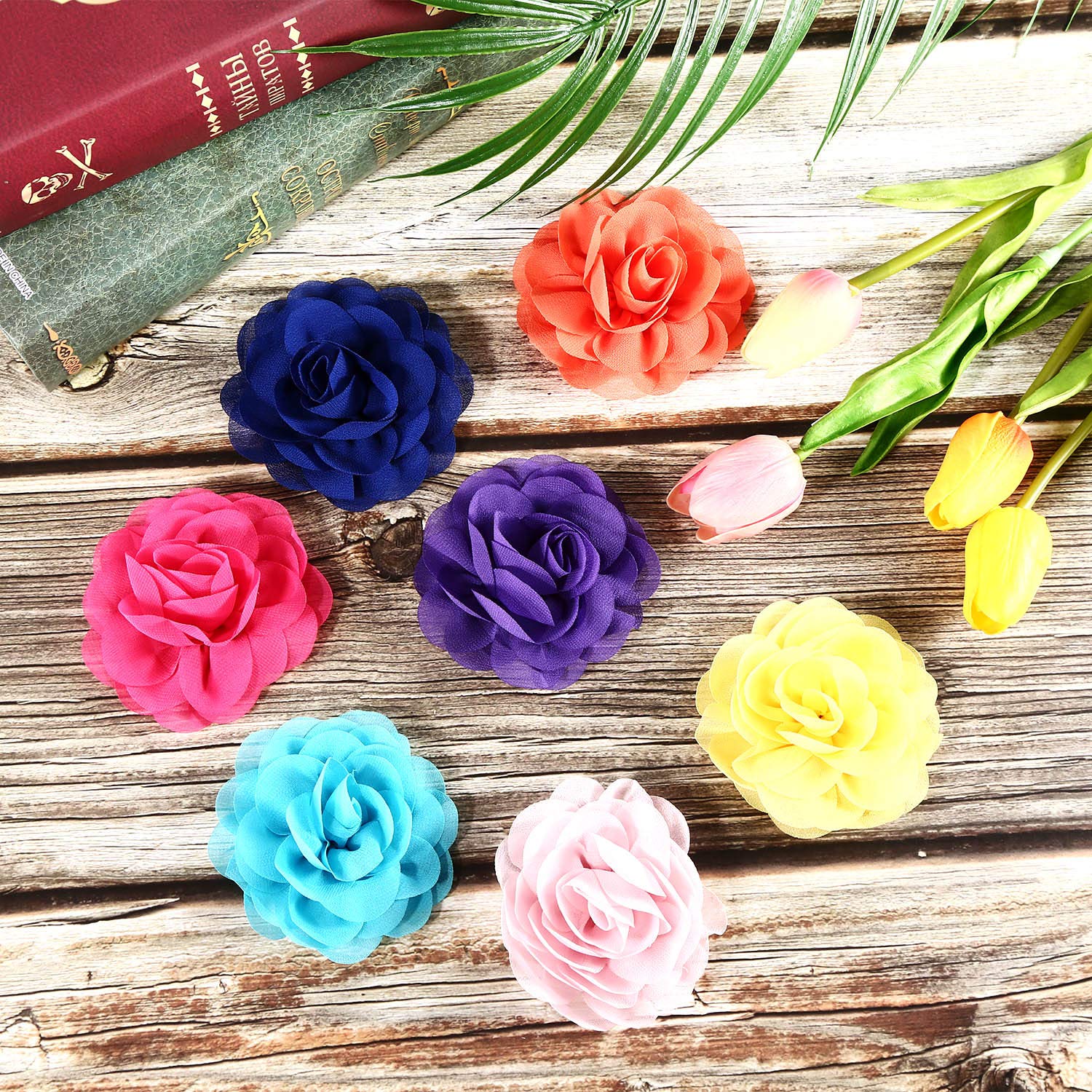 Leinuosen 20 Pcs Flower For Dog Collar Pet Collar Flowers Charms Multi Color Bow Tie For Cat Puppy Dog Grooming Accessories(Colo