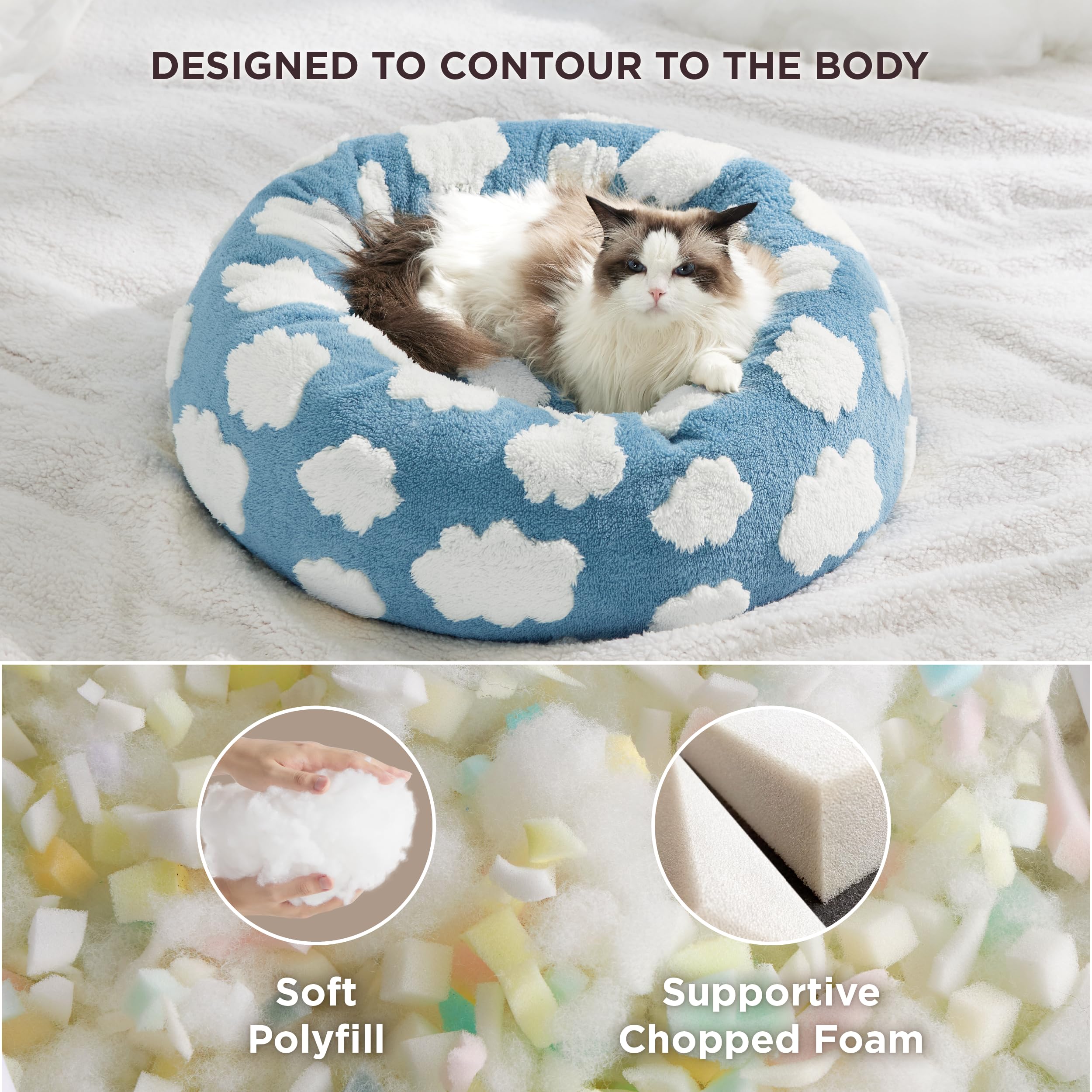 Lesure Donut Cat Beds For Indoor Cats - Small Round Dog Bed For Calming Pets With Washable Cover, Cute Modern Puppy Beds With Ja